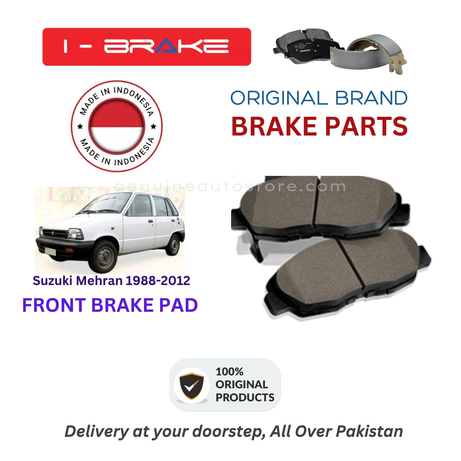 Suzuki Mehran 1988-2012 Front Brake Pads iBrake Indonesia Genuine