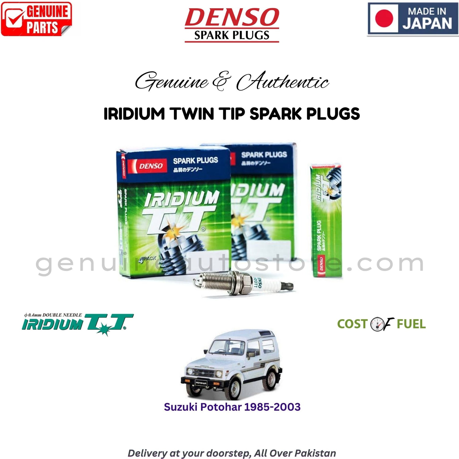Suzuki Potohar 1985-2003 DENSO IRIDIUM TWIN TIP SPARK PLUG in Pakistan, 100% Genuine, Reliable, Best Price, Cash on Delivery Available   
