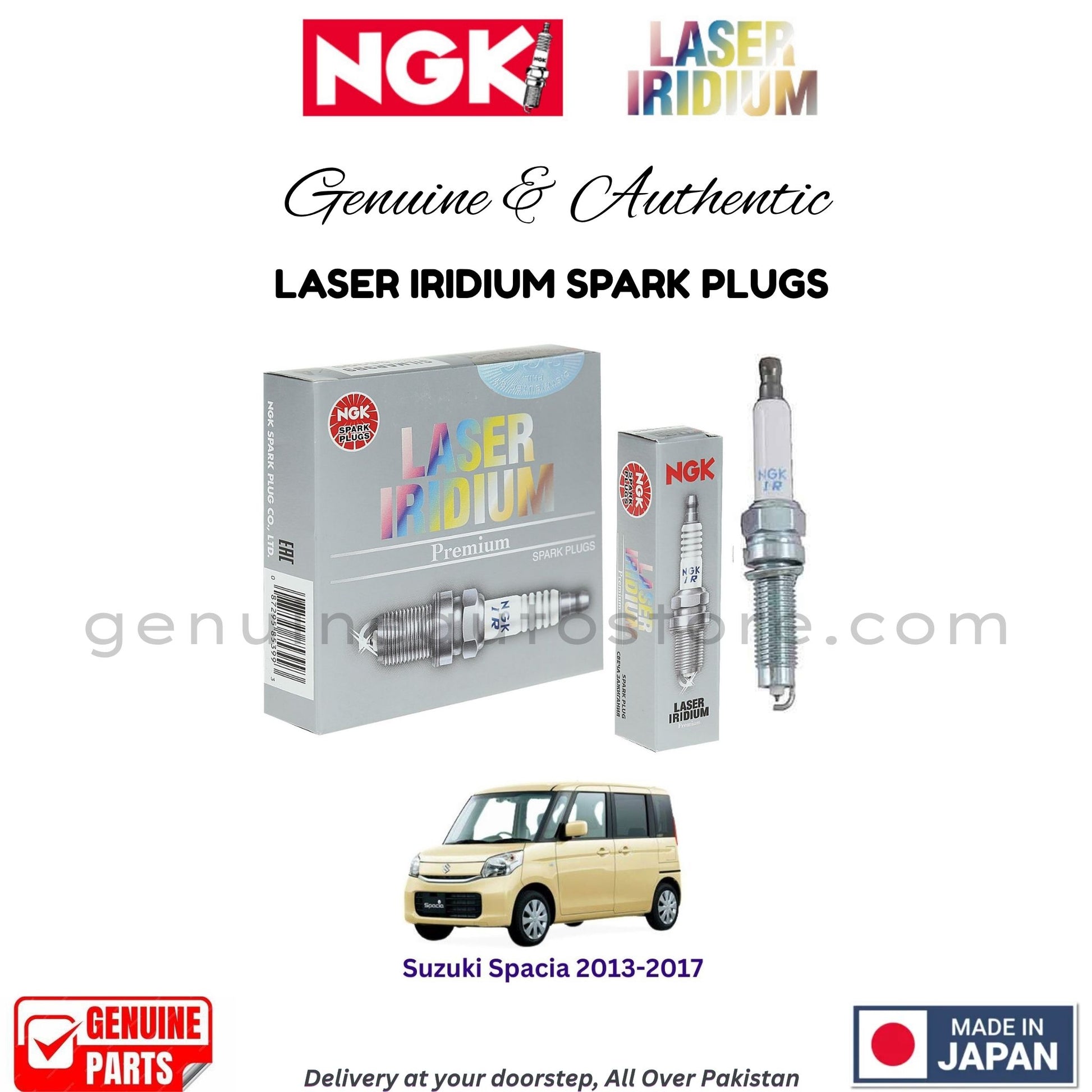 Suzuki Spacia 2013-2017 NGK LASER IRIDIUM SPARK PLUGS in Pakistan. 100% Genuine, Reliable, Best Price, Cash on Delivery Available