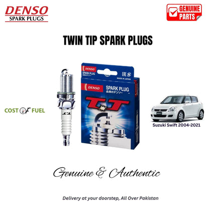Suzuki Swift 2004-2021 DENSO Twin Tip Spark Plugs 4pcs in Pakistan – genuine replacement, better mileage and smooth performance