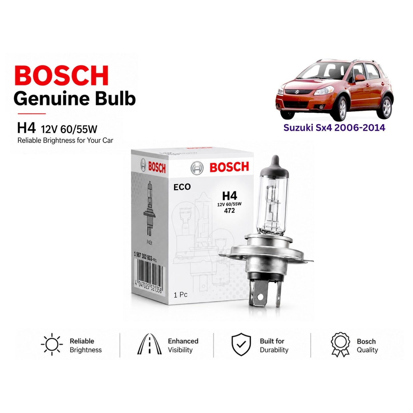 Suzuki Sx4 2006-2014 Headlight Bulb Bosch in Pakistan