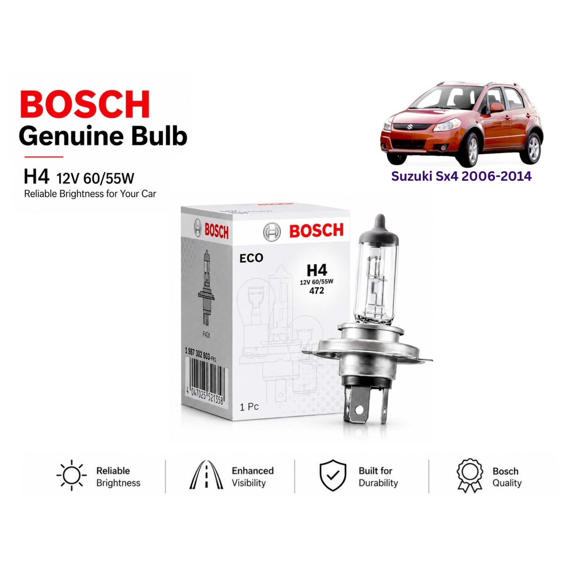 Suzuki Sx4 2006-2014 Headlight Bulb Bosch in Pakistan