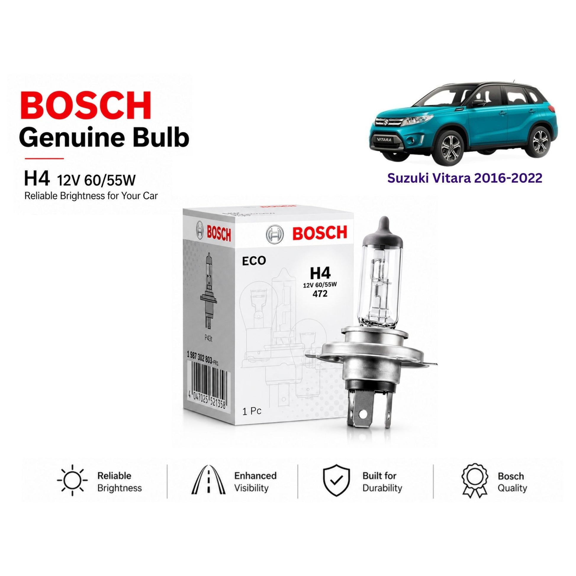 Suzuki Vitara 2016-2022 Headlight Bulb Bosch in Pakistan