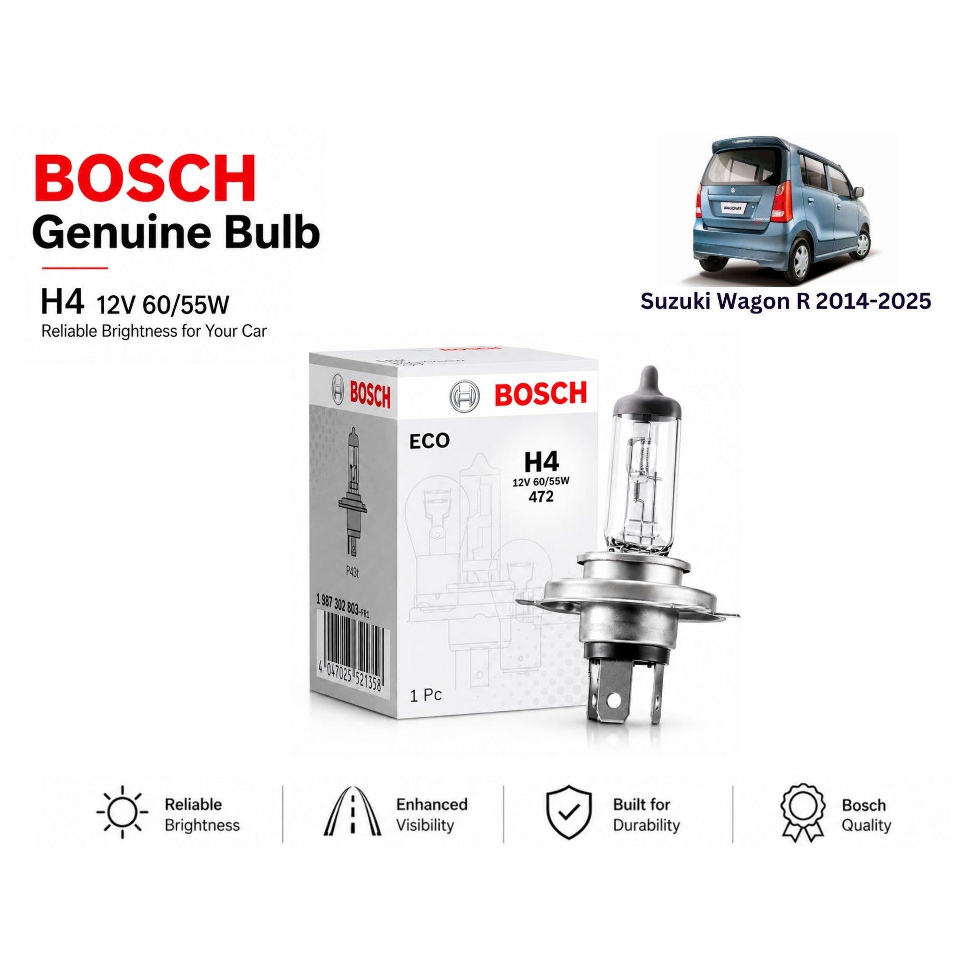 Suzuki Wagon R 2014-2025 Headlight Bulb Bosch in Pakistan