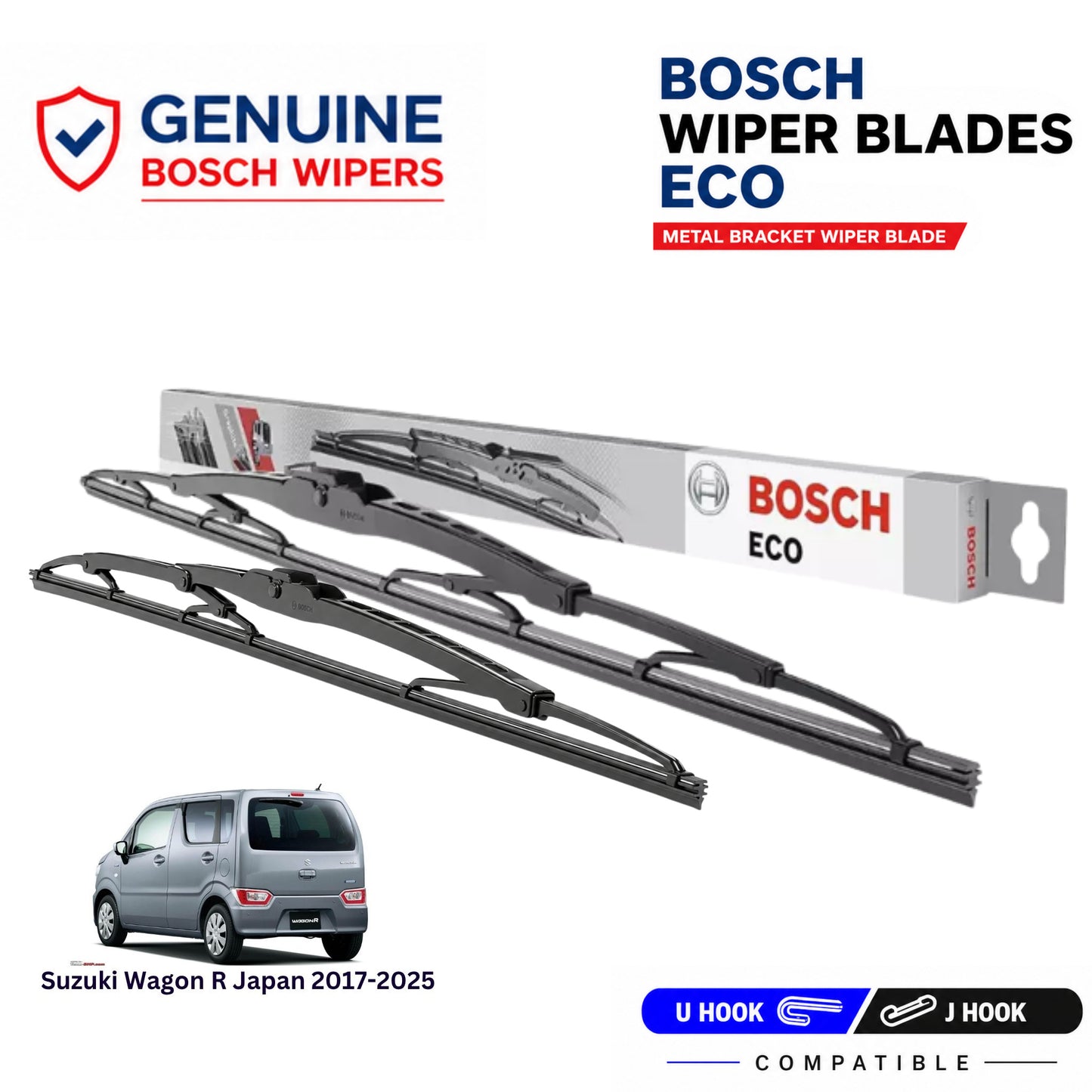 Bosch Genuine metal front wiper set for Suzuki Wagon R Japan 2017-2025, pair of two