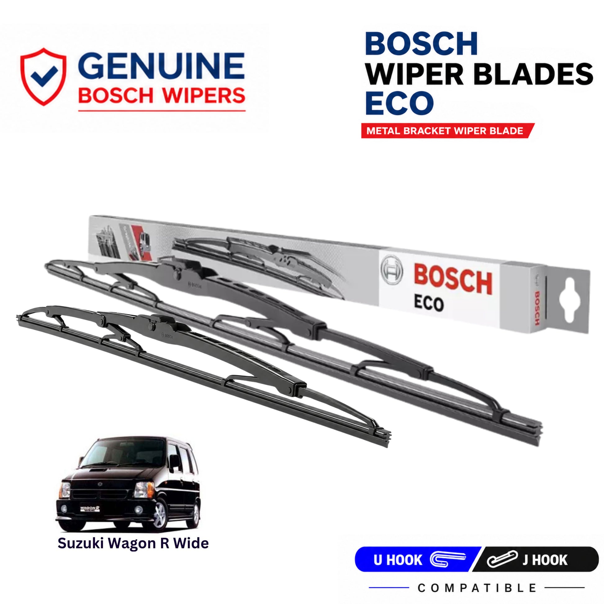 Bosch Genuine metal front wiper set for Suzuki Wagon R Wide, pair of two