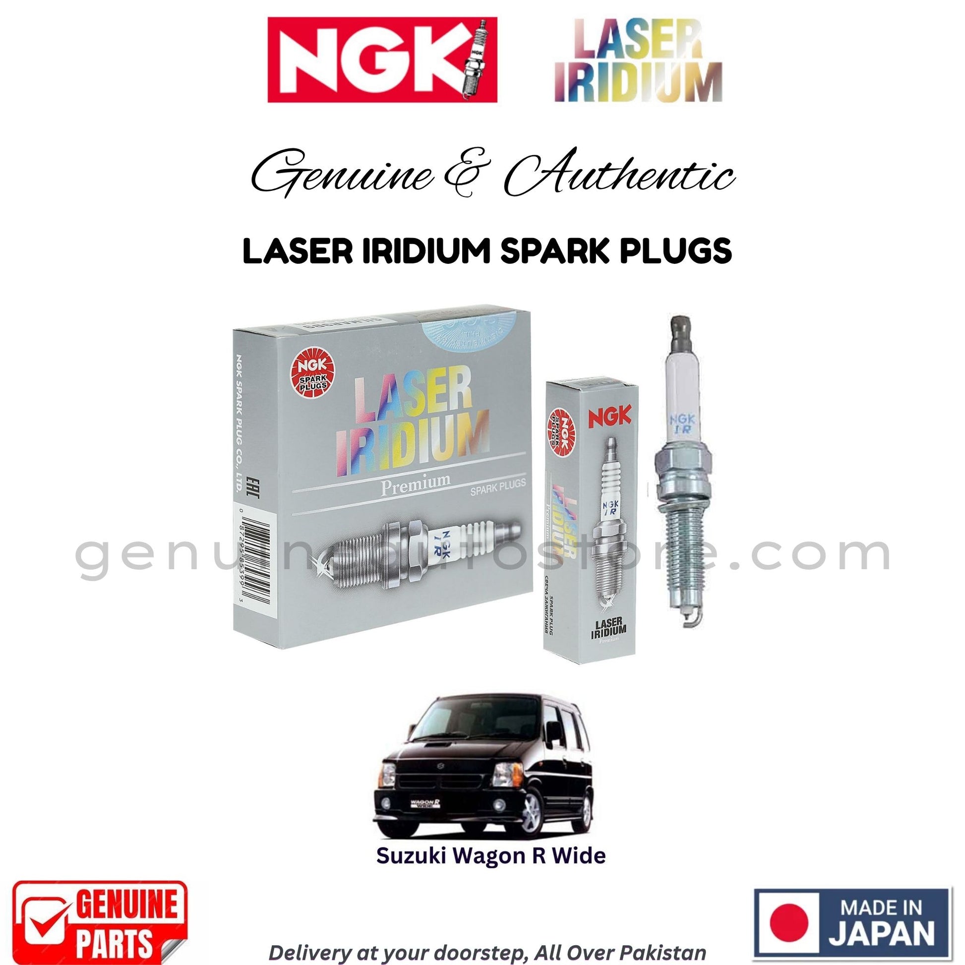 Suzuki Wagon R Wide NGK LASER IRIDIUM SPARK PLUGS in Pakistan. 100% Genuine, Reliable, Best Price, Cash on Delivery Available