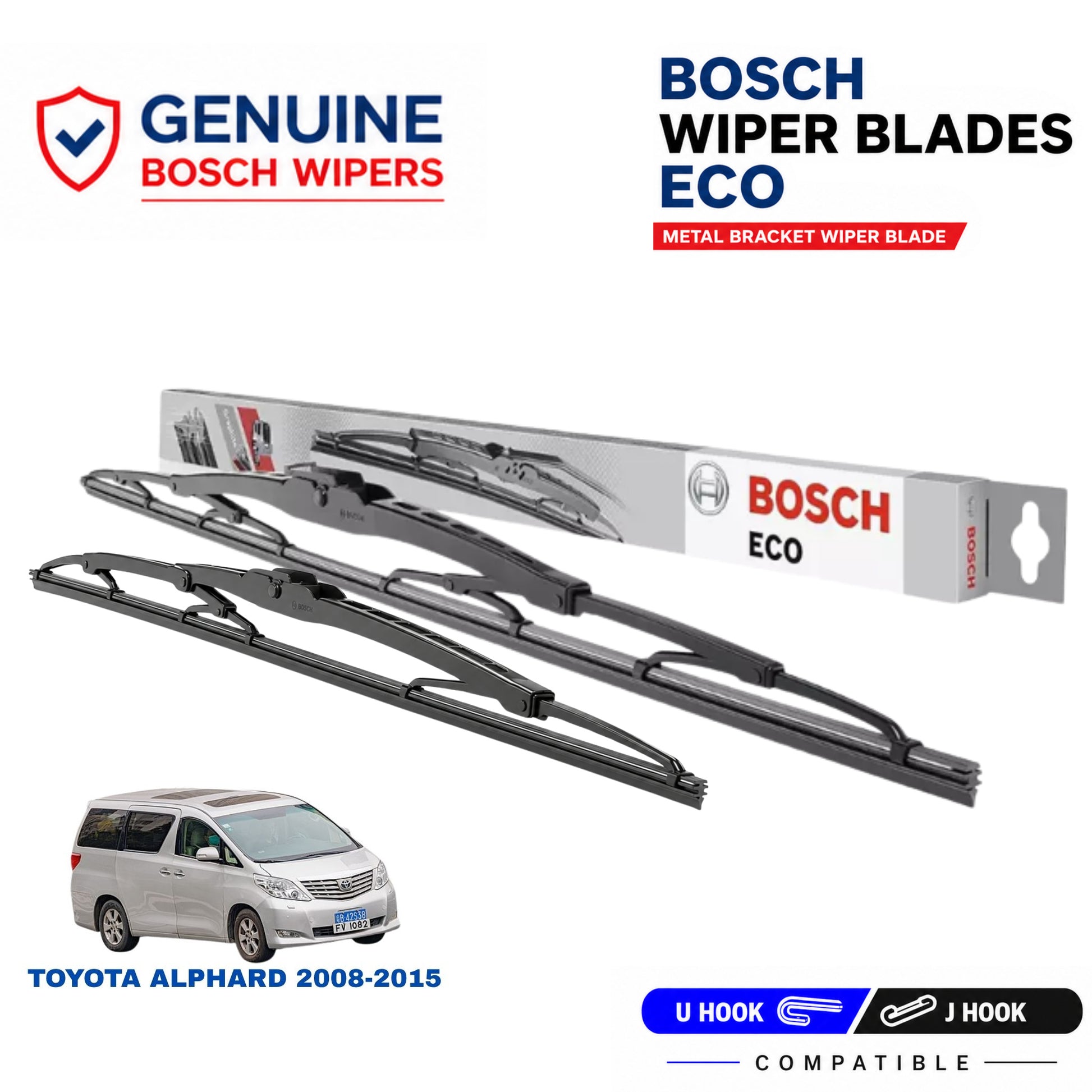 Bosch Genuine metal front wiper set for Toyota Alphard 2008-2015, pair of two