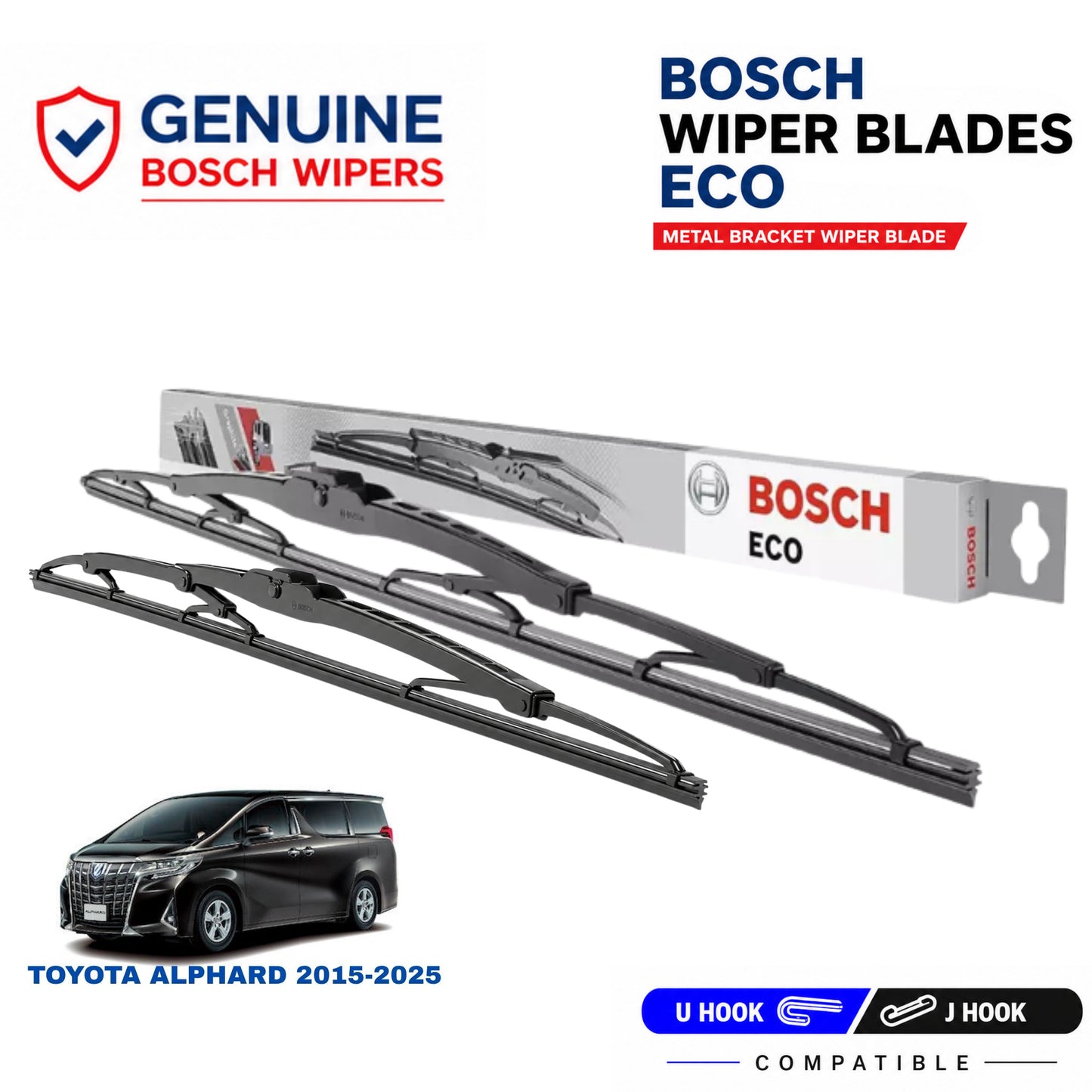 Bosch Genuine metal front wiper set for Toyota Alphard 2015-2025, pair of two