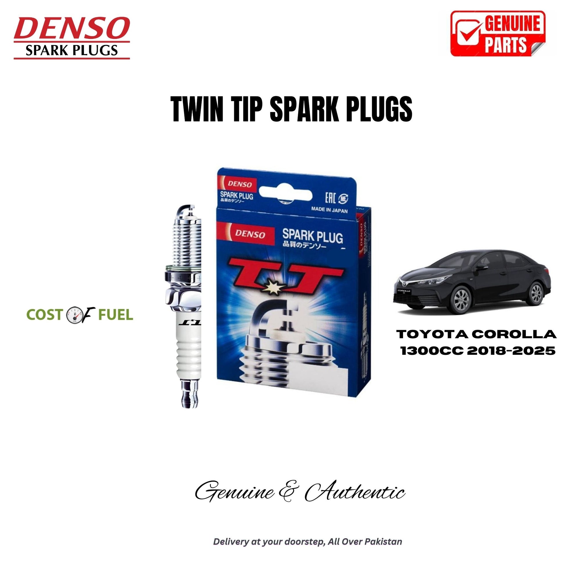 TOYOTA COROLLA 1300CC 2018-2025 DENSO Twin Tip Spark Plugs 4pcs in Pakistan – genuine replacement, better mileage and smooth performance