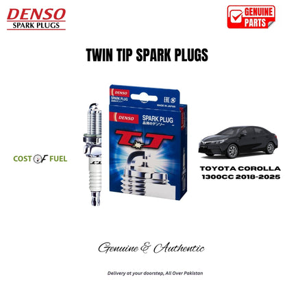 TOYOTA COROLLA 1300CC 2018-2025 DENSO Twin Tip Spark Plugs 4pcs in Pakistan – genuine replacement, better mileage and smooth performance