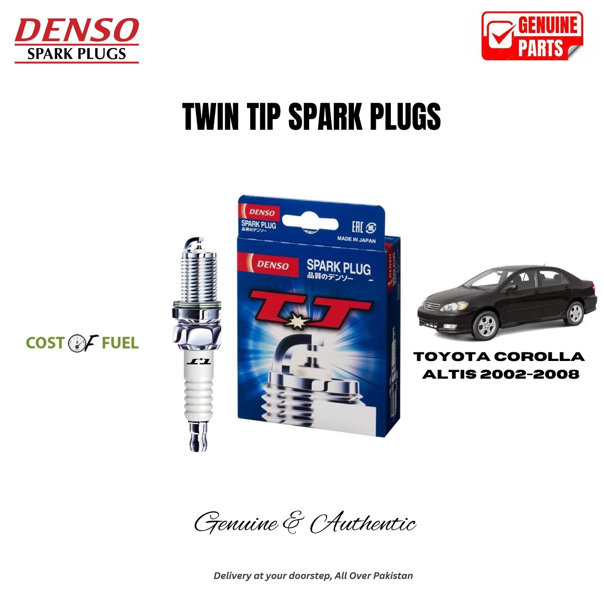 TOYOTA COROLLA ALTIS 2002-2008 DENSO Twin Tip Spark Plugs 4pcs in Pakistan – genuine replacement, better mileage and smooth performance