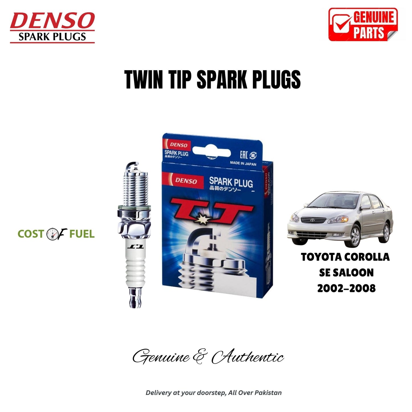 TOYOTA COROLLA SE SALOON 2002-2008 DENSO Twin Tip Spark Plugs 4pcs in Pakistan – genuine replacement, better mileage and smooth performance