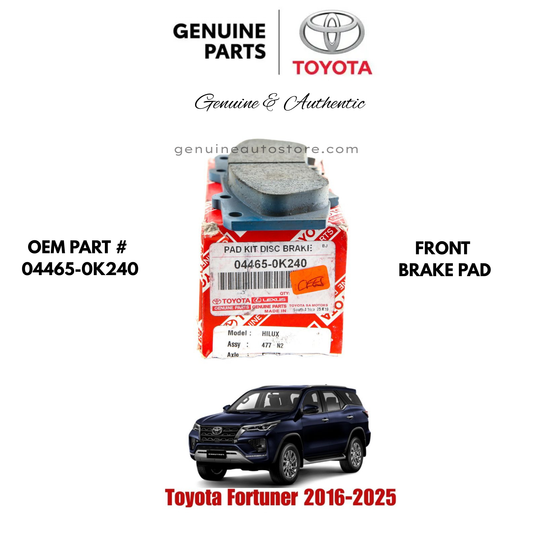  TOYOTA FORTUNER 2016-2026 FRONT BRAKE PAD TOYOTA GENUINE 04465-0K240 In Pakistan