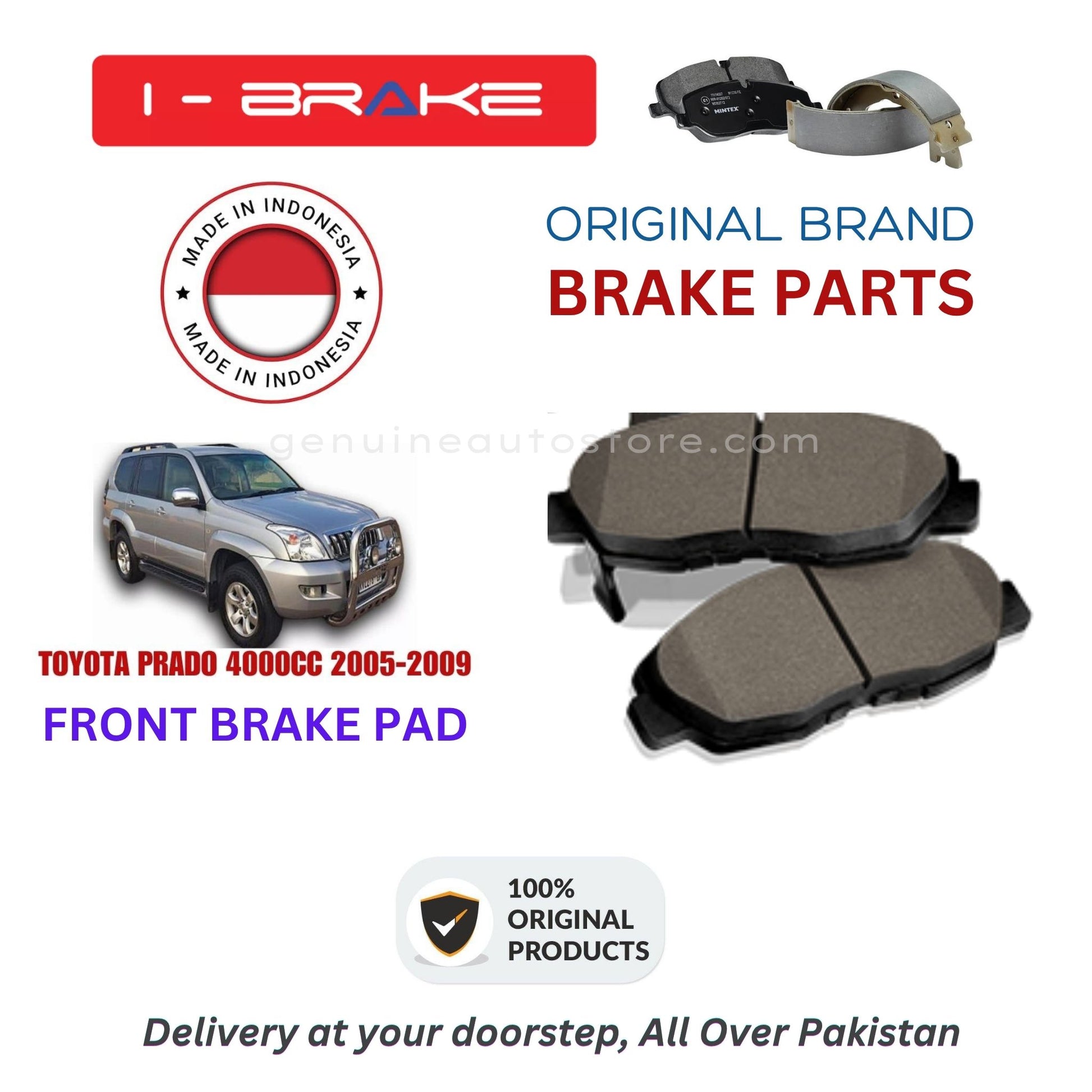 TOYOTA PRADO 4000CC 2005-2009 Front Brake Pads iBrake Indonesia Genuine