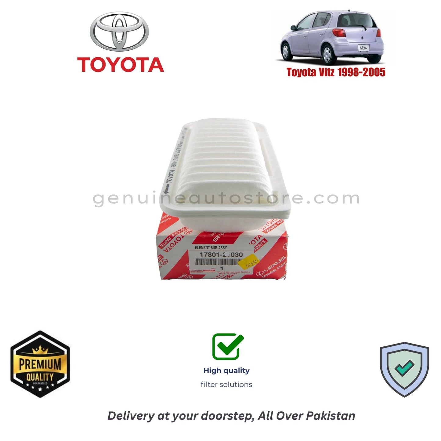 TOYOTA VITZ 1998-2005 Air Filter Premium Quality in Pakistan, 100% Genuine, Reliable, Best Price, Cash on Delivery 