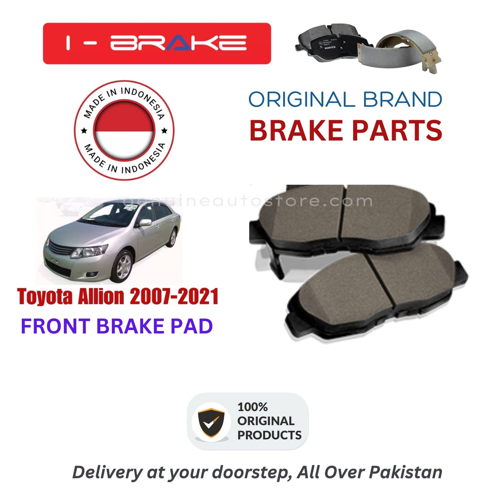 Toyota Allion 2007-2021 Front Brake Pads iBrake Indonesia Genuine