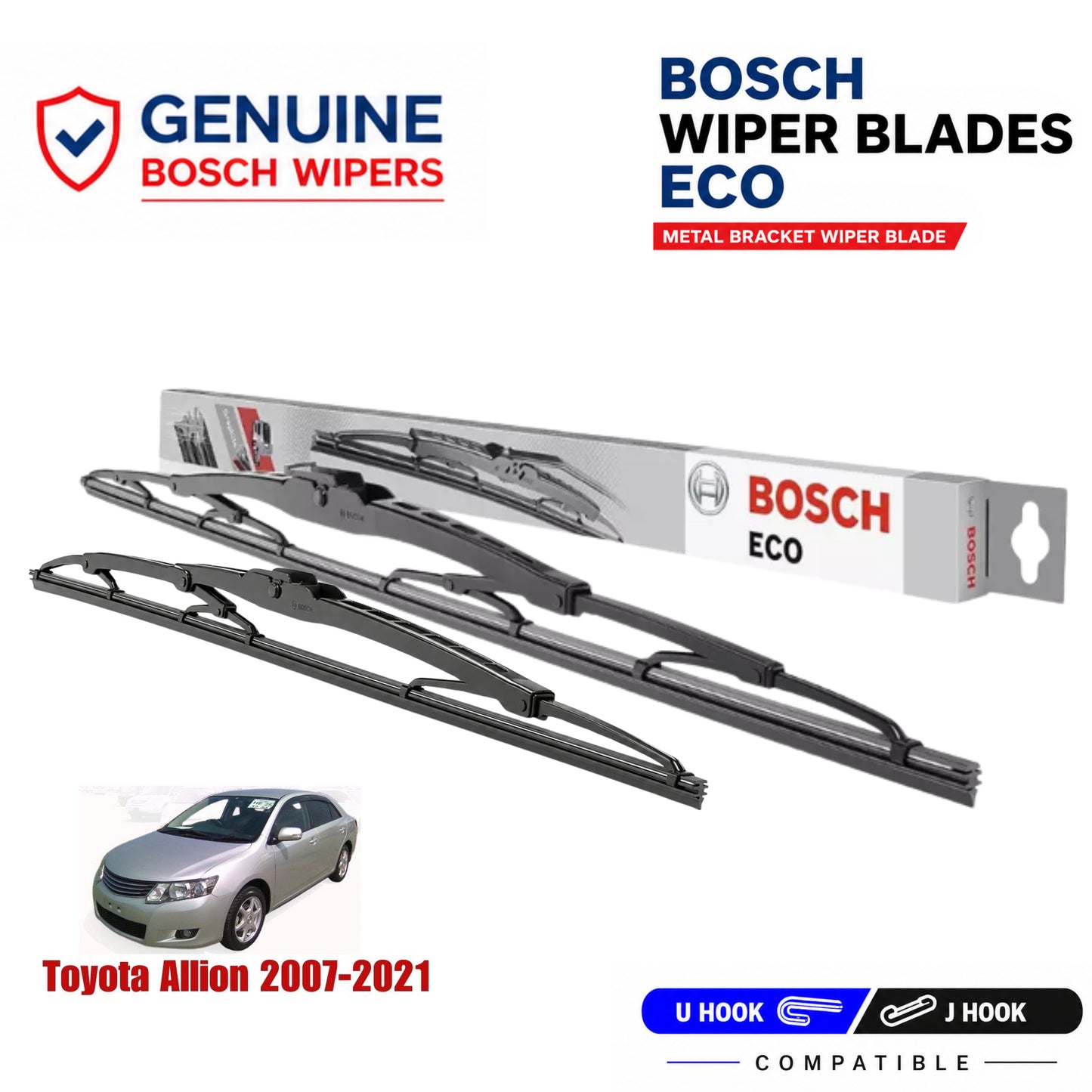 Bosch Genuine metal front wiper set for Toyota Allion 2007-2021, pair of two