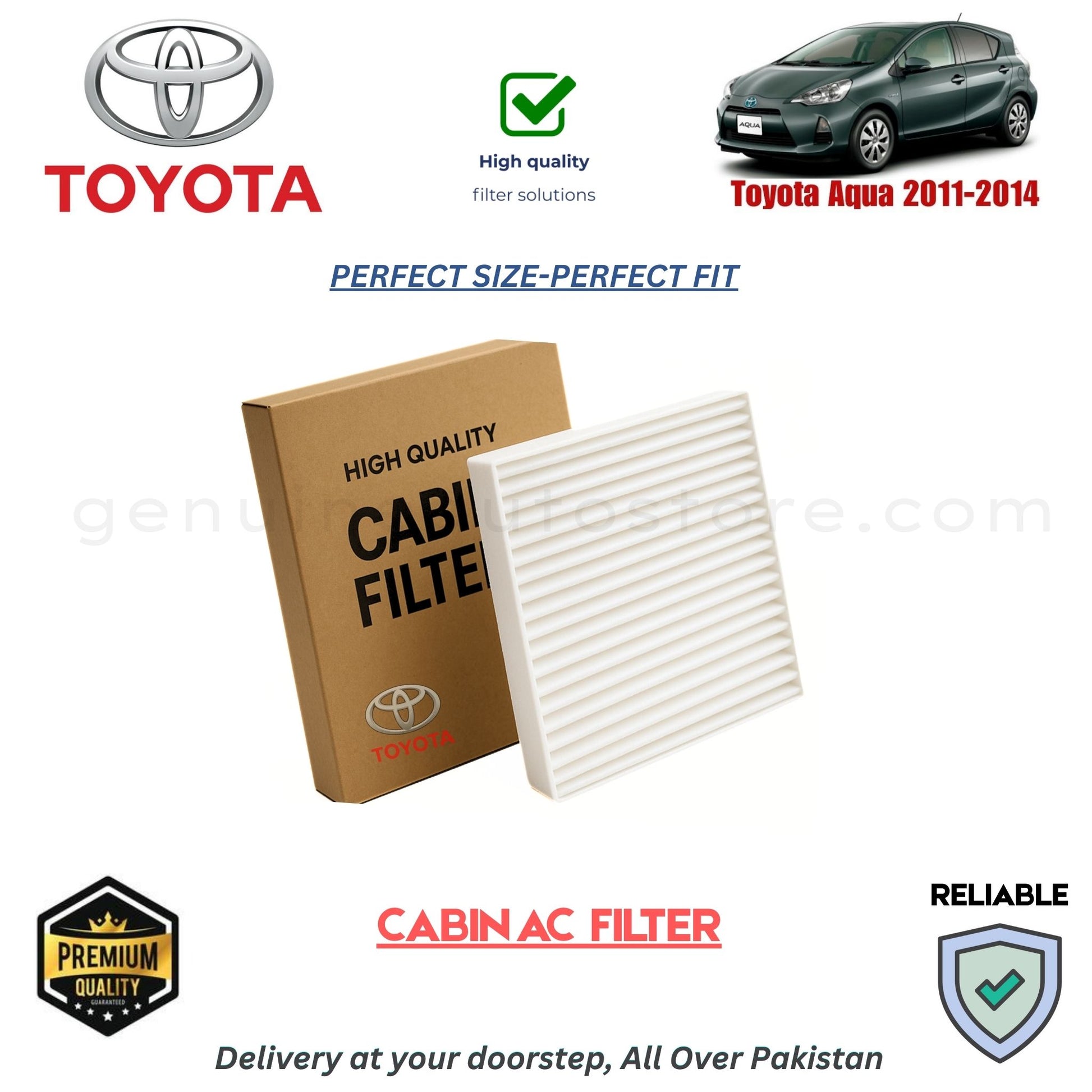 Toyota Aqua 2011-2014 CABIN AC FILTER in Pakistan. 100% Genuine, Reliable, Best Price, Cash on Delivery Available 