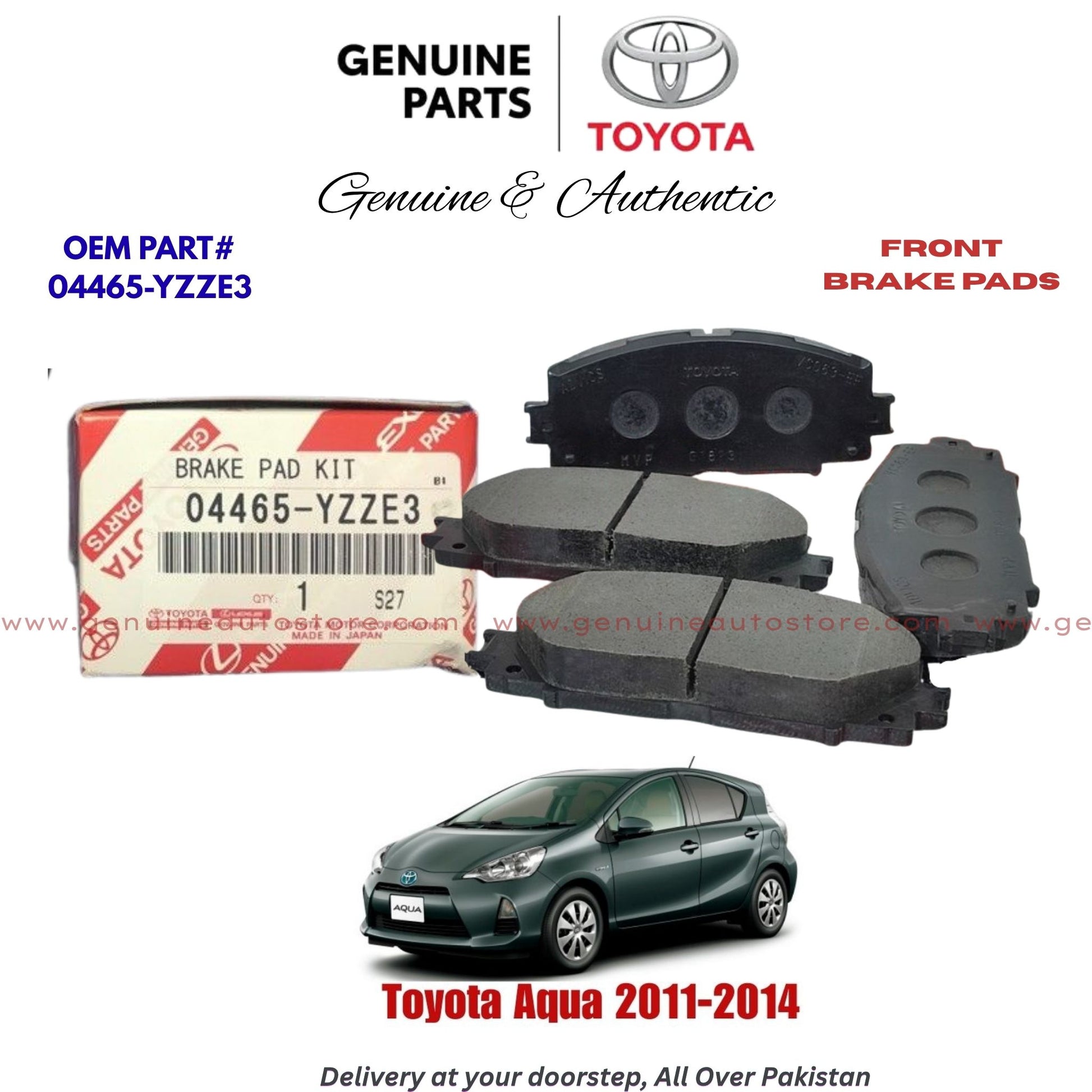 Toyota Aqua 2011-2014 Genuine Front Brake Pads 04465-YZZE3 Pakistan