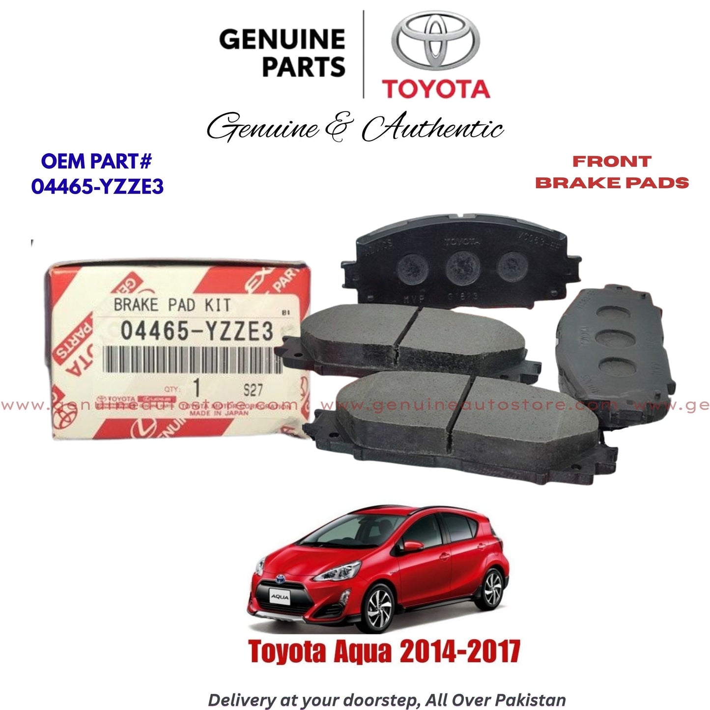 Toyota Aqua 2014-2017 Genuine Front Brake Pads 04465-YZZE3 Pakistan
