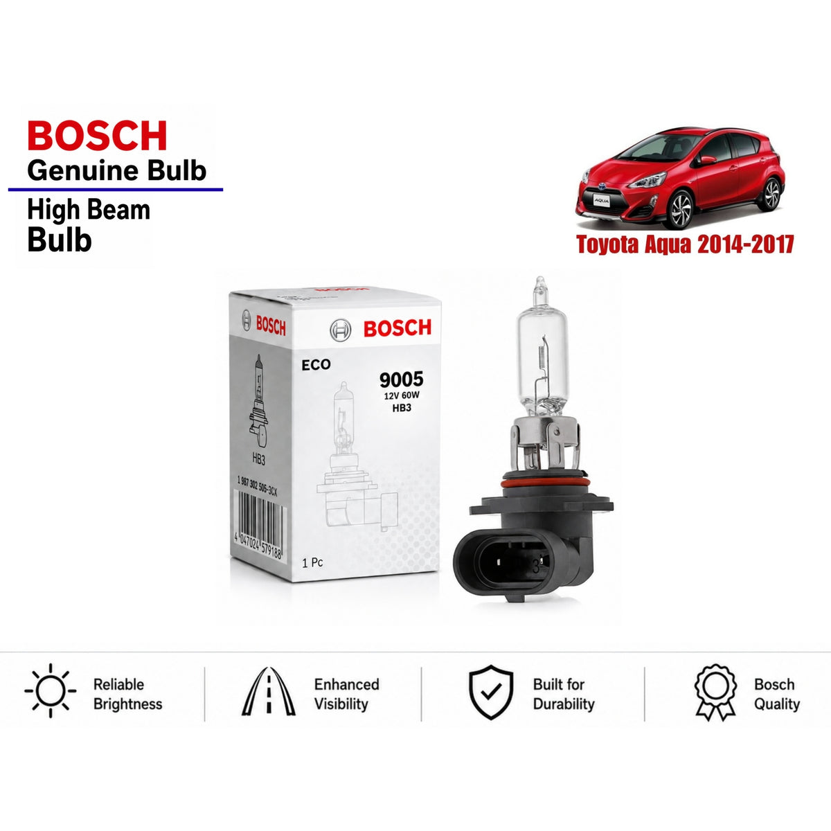 Toyota Aqua 2014-2017 High Beam Headlight Bulb Bosch in Pakistan