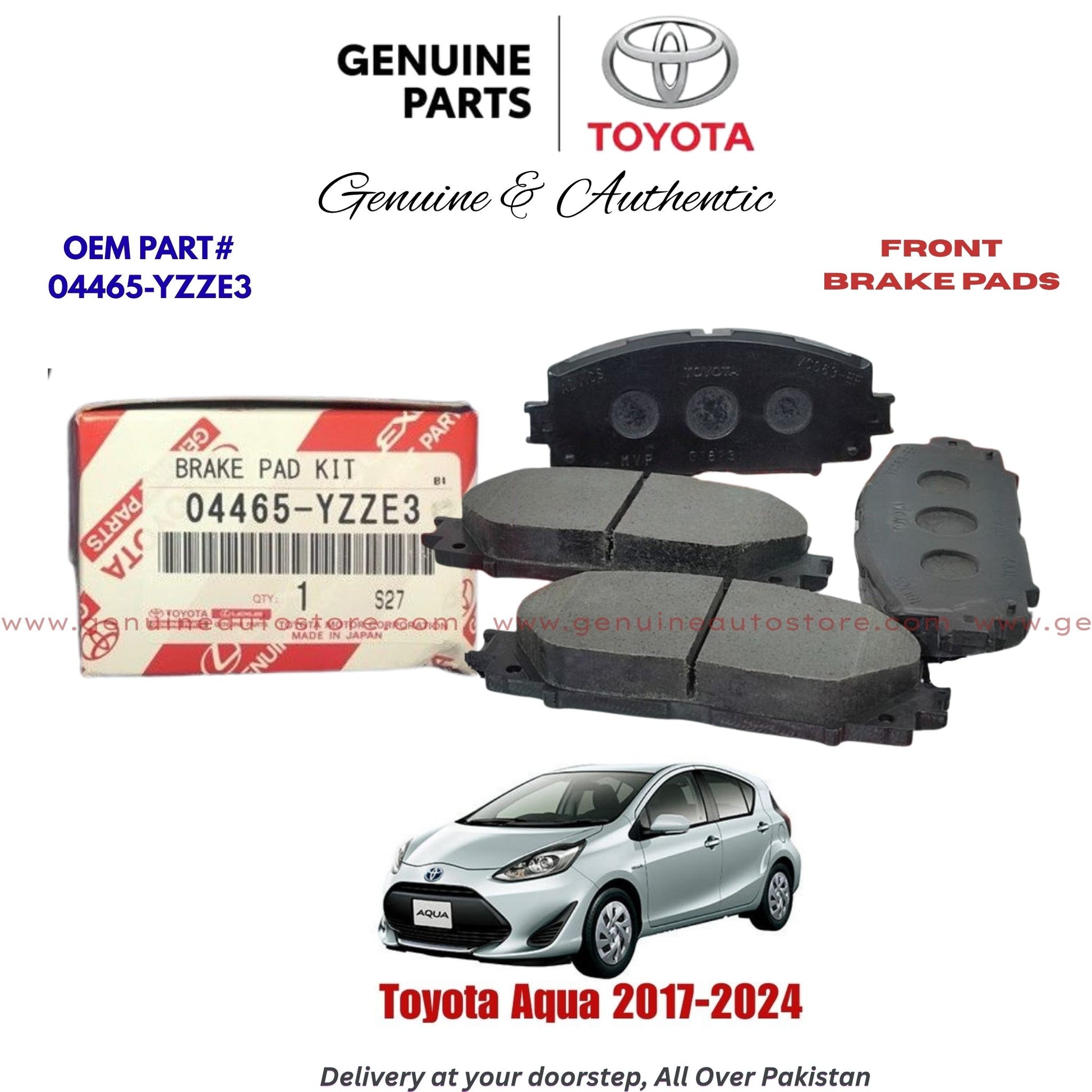Toyota Aqua 2017-2024 Genuine Front Brake Pads 04465-YZZE3 Pakistan