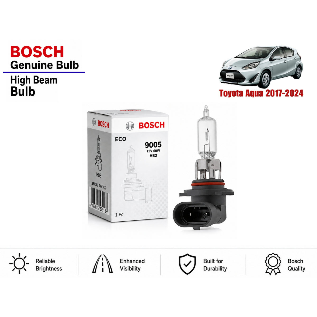 Toyota Aqua 2017-2024 High Beam Headlight Bulb Bosch in Pakistan