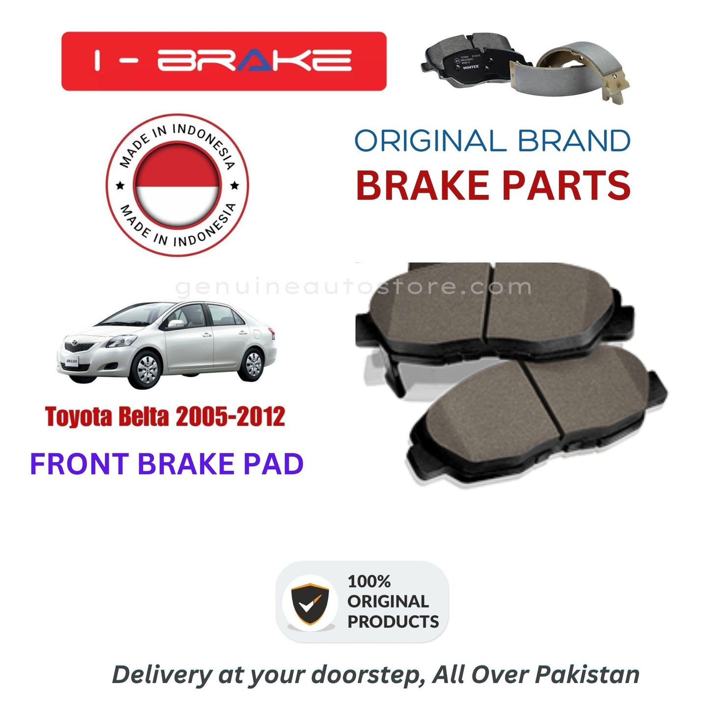 Toyota Belta 2005-2012 Front Brake Pads iBrake Indonesia Genuine