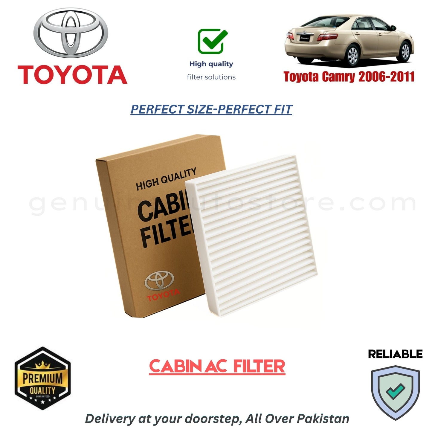 Toyota Camry 2006-2011 CABIN AC FILTER in Pakistan. 100% Genuine, Reliable, Best Price, Cash on Delivery Available 