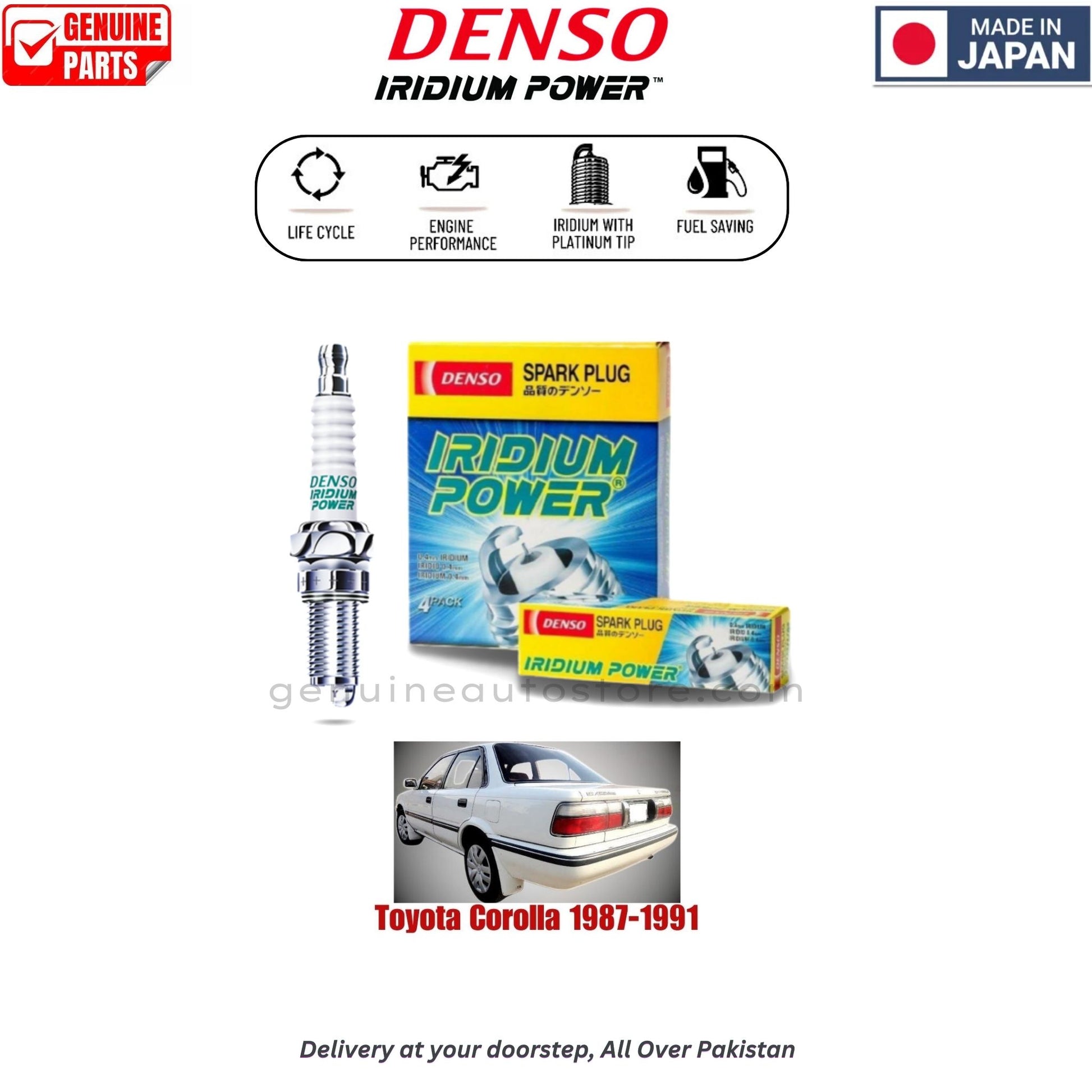 Toyota Corolla 1987-1991 Denso Iridium Spark Plug in Pakistan, 100% Genuine, Reliable, Best Price, Cash on Delivery Available   