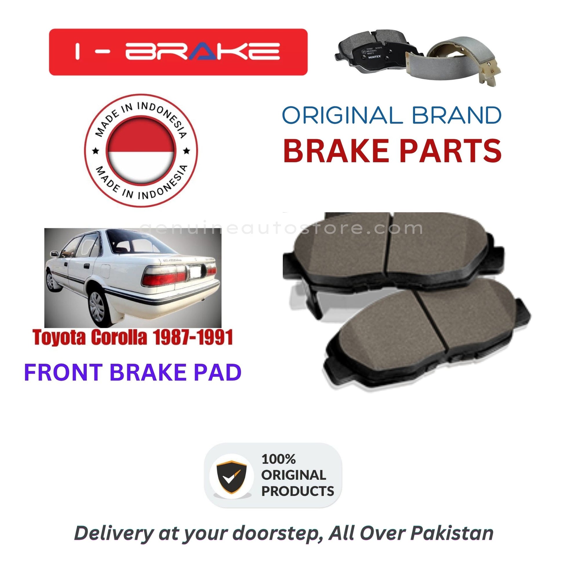 Toyota Corolla 1987-1991 Front Brake Pads iBrake Indonesia Genuine
