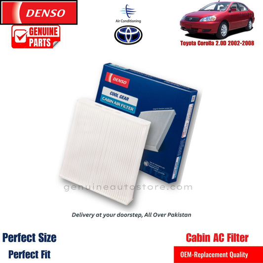 Toyota Corolla 2.OD 2002-2008  Denso Genuine Cabin Ac Filter in Pakistan. 100% Genuine, Reliable, Best Price, Cash on Delivery Available   