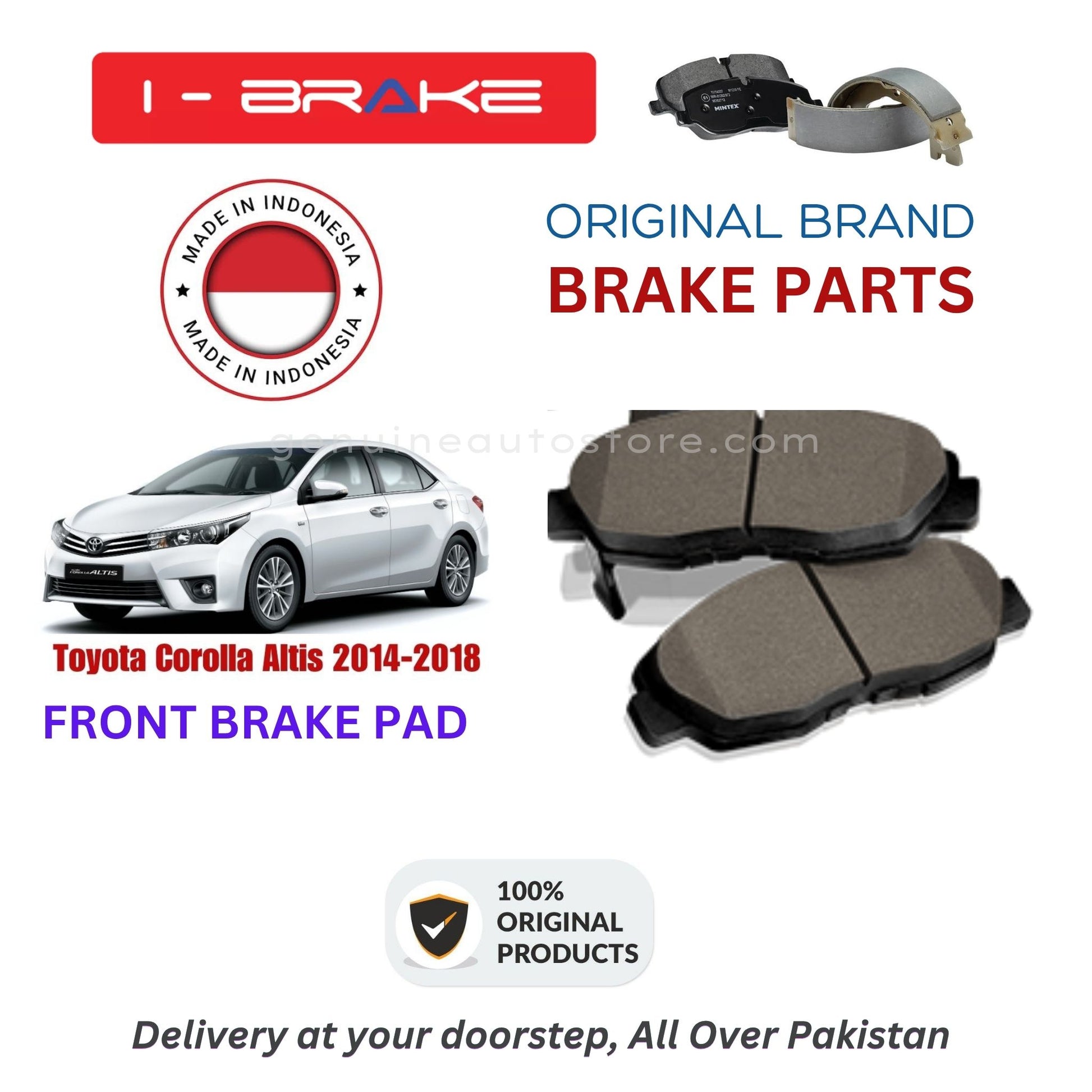 Toyota Corolla Altis 2014-2018 Front Brake Pads iBrake Indonesia Genuine