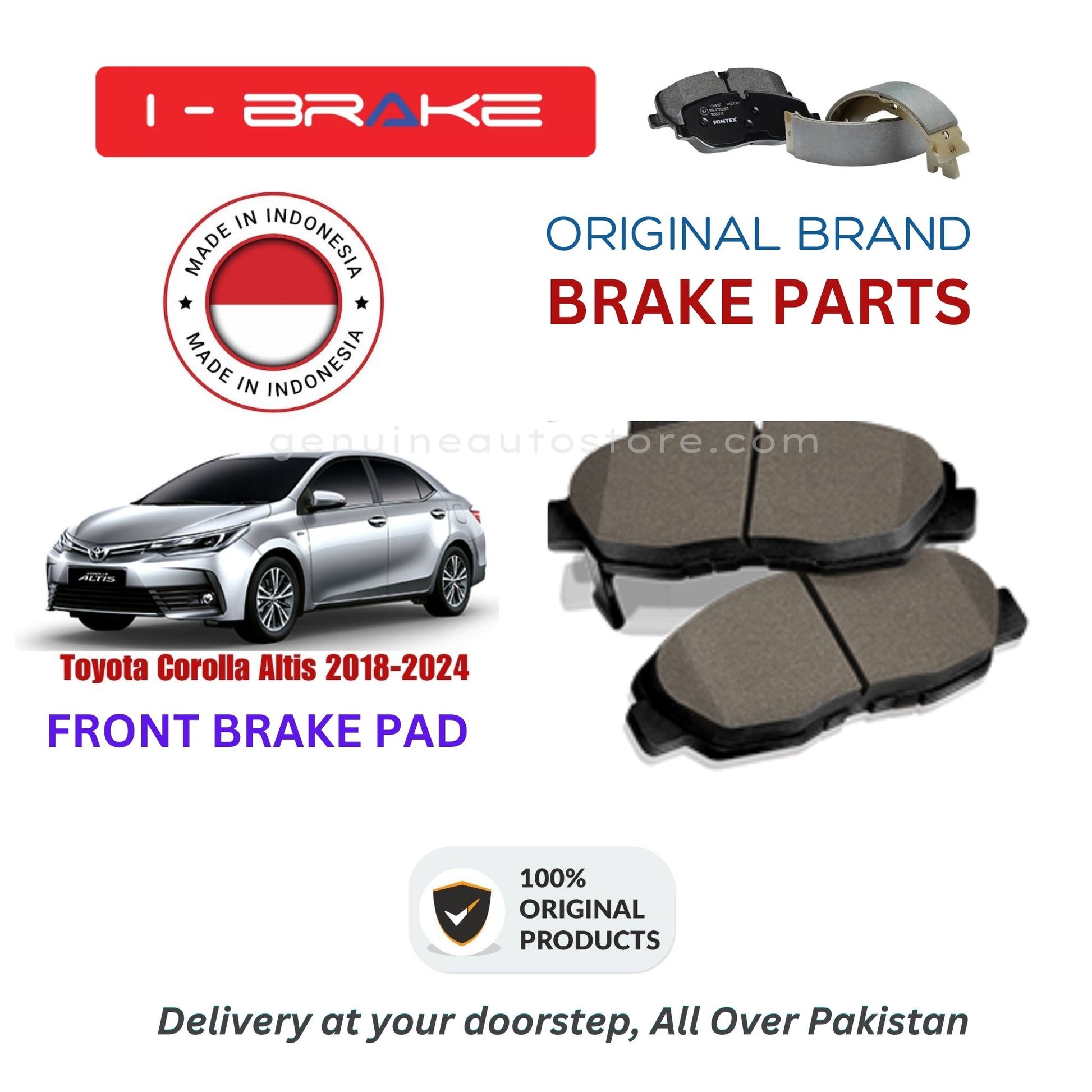 Toyota Corolla Altis 2018-2024 Front Brake Pads iBrake Indonesia Genuine