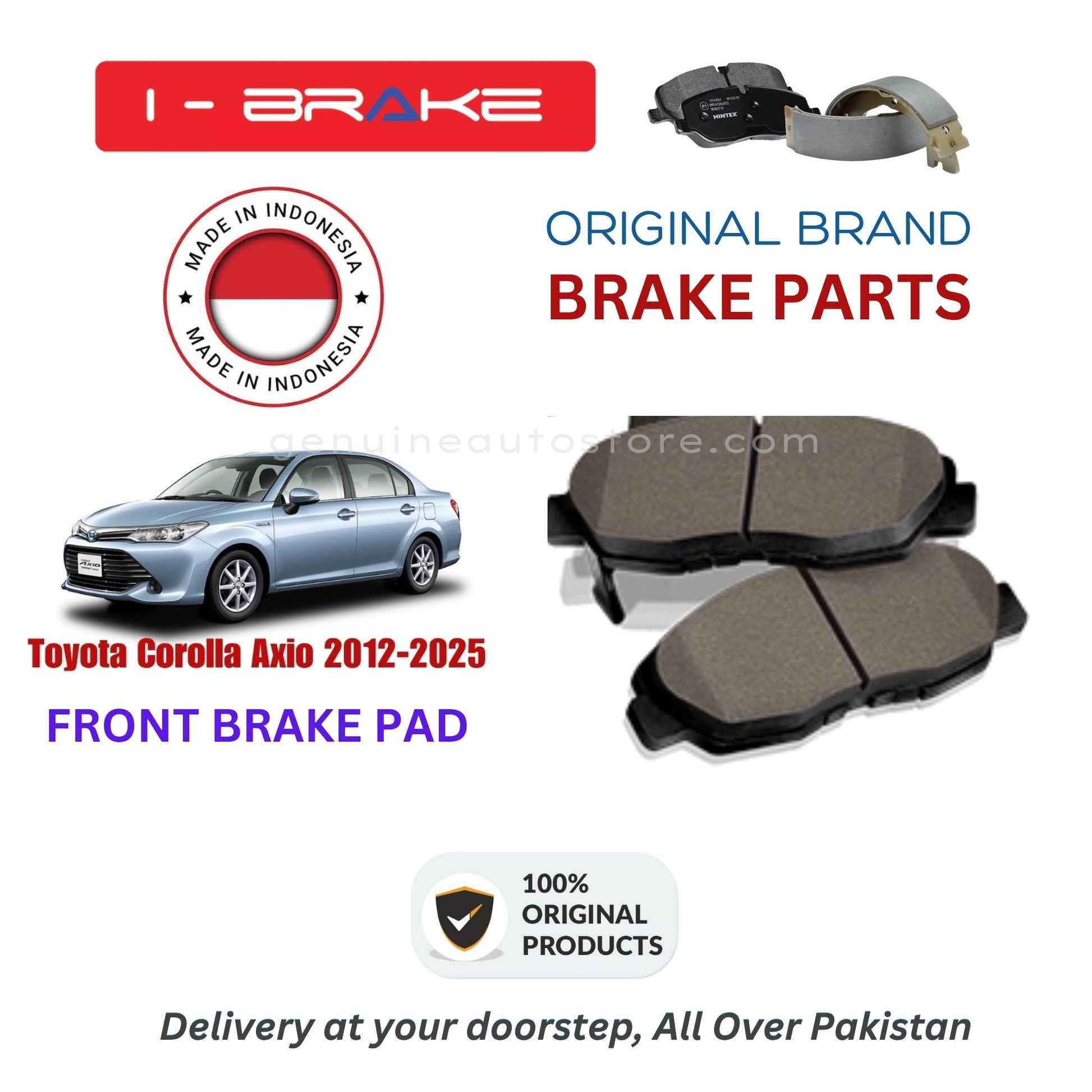 Toyota Corolla Axio 2012-2025 Front Brake Pads iBrake Indonesia Genuine