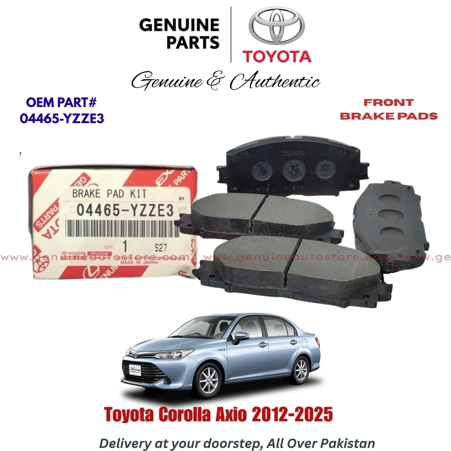 Toyota Corolla Axio 2012-2025 Genuine Front Brake Pads 04465-YZZE3 Pakistan