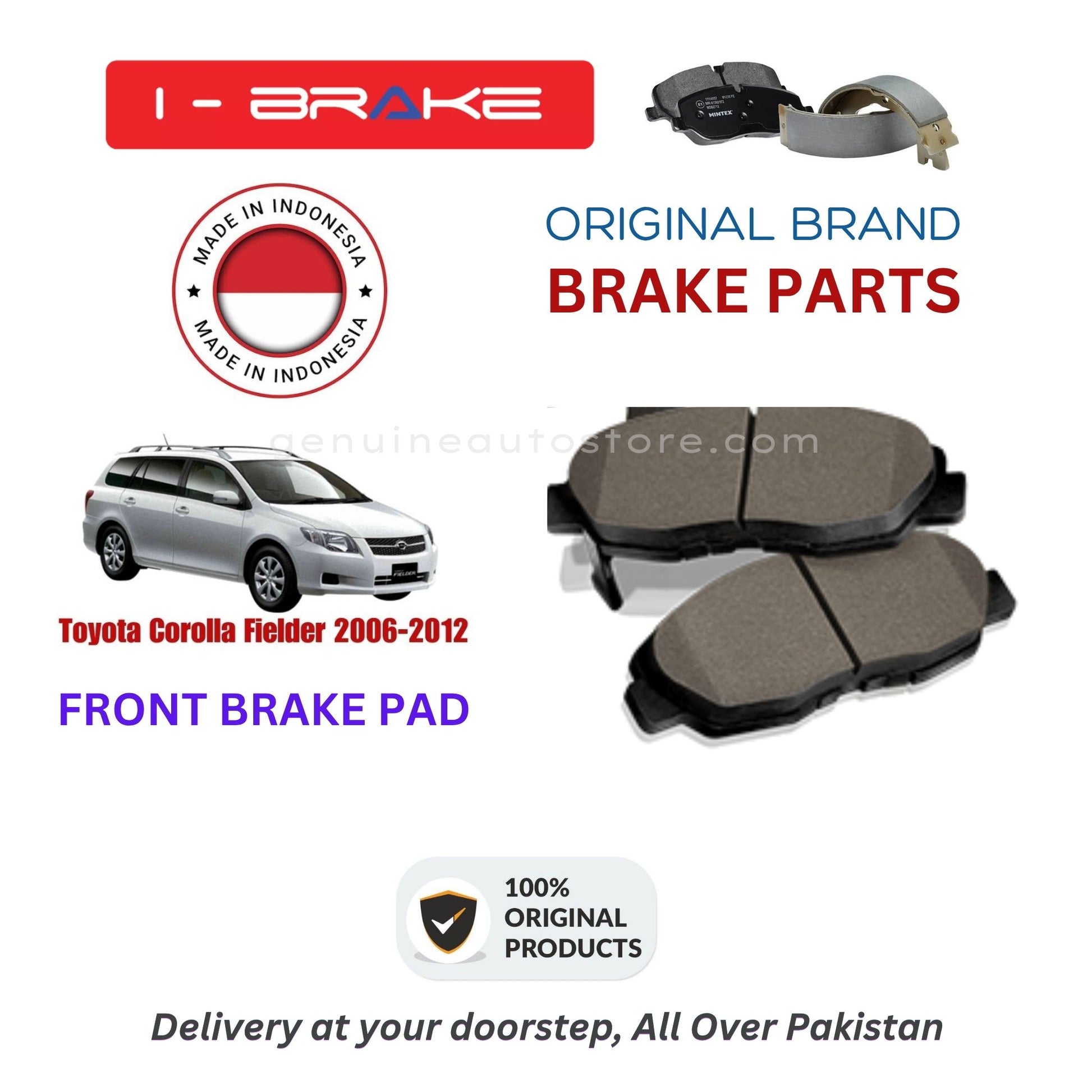Toyota Corolla Fielder 2006-2012 Front Brake Pads iBrake Indonesia Genuine