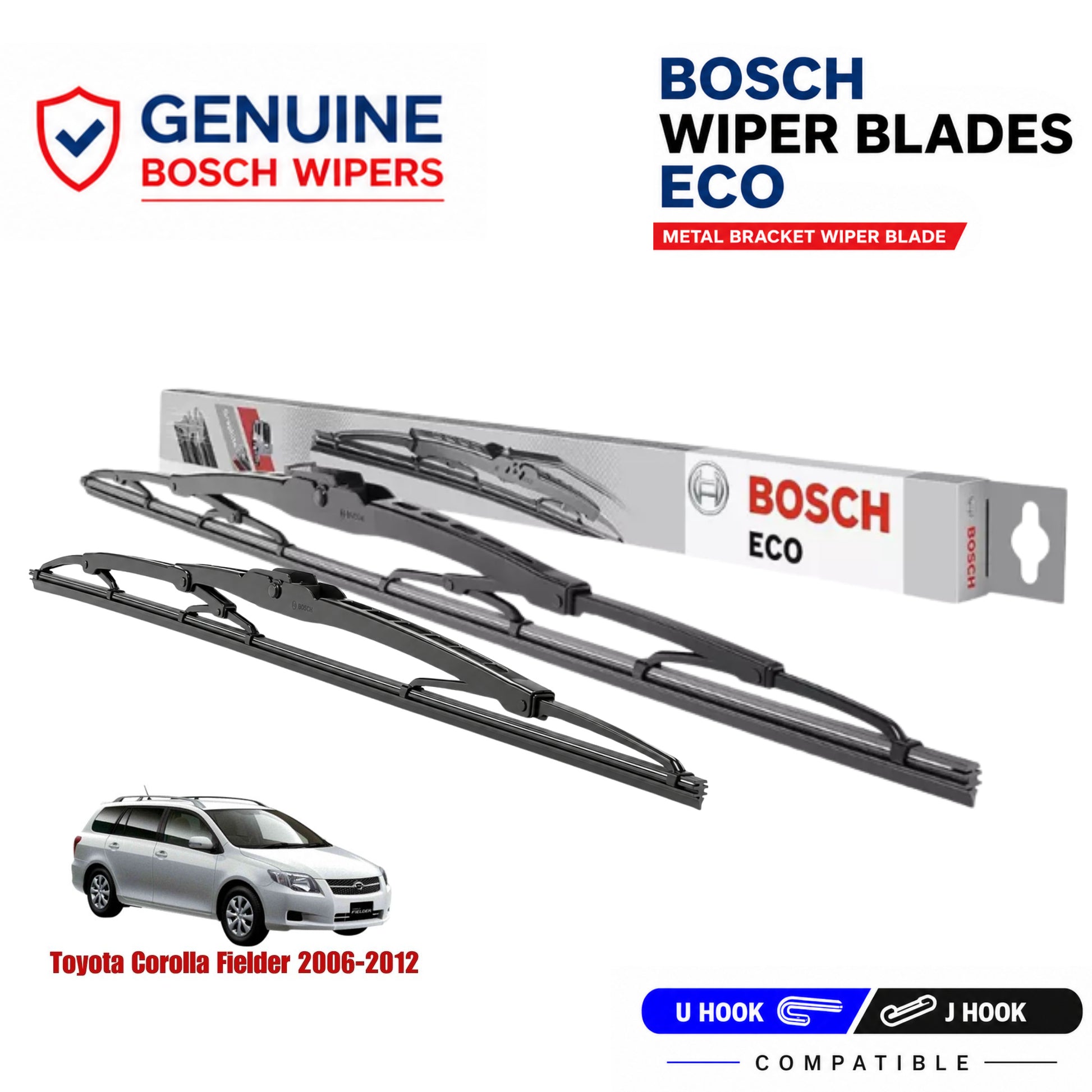 Bosch Genuine metal front wiper set for Toyota Corolla Fielder 2006-2012, pair of two