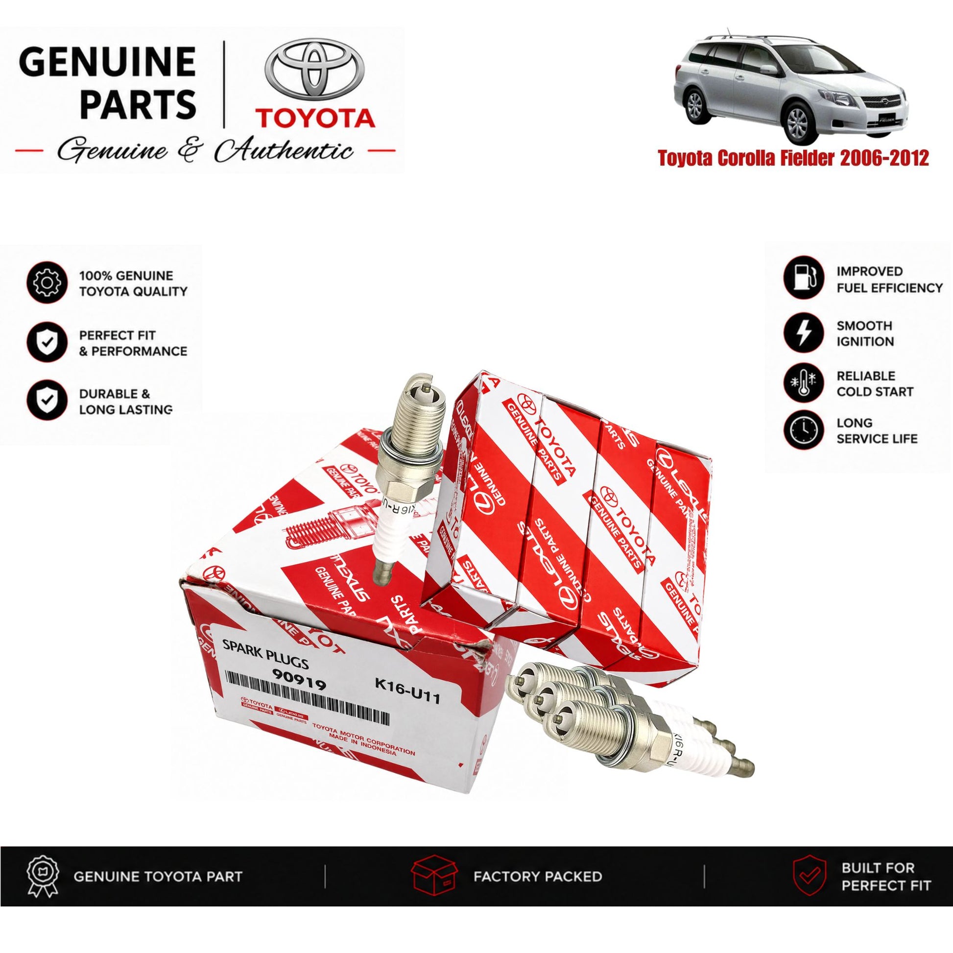 Toyota Corolla Fielder 2006-2012 genuine spark plug set with authentic packaging – Genuine Auto Store Pakistan