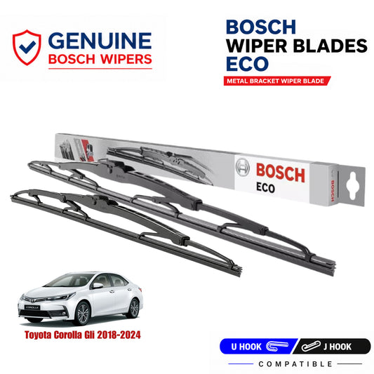 Bosch Genuine metal front wiper set for Toyota Corolla GLI 2018-2024, pair of two