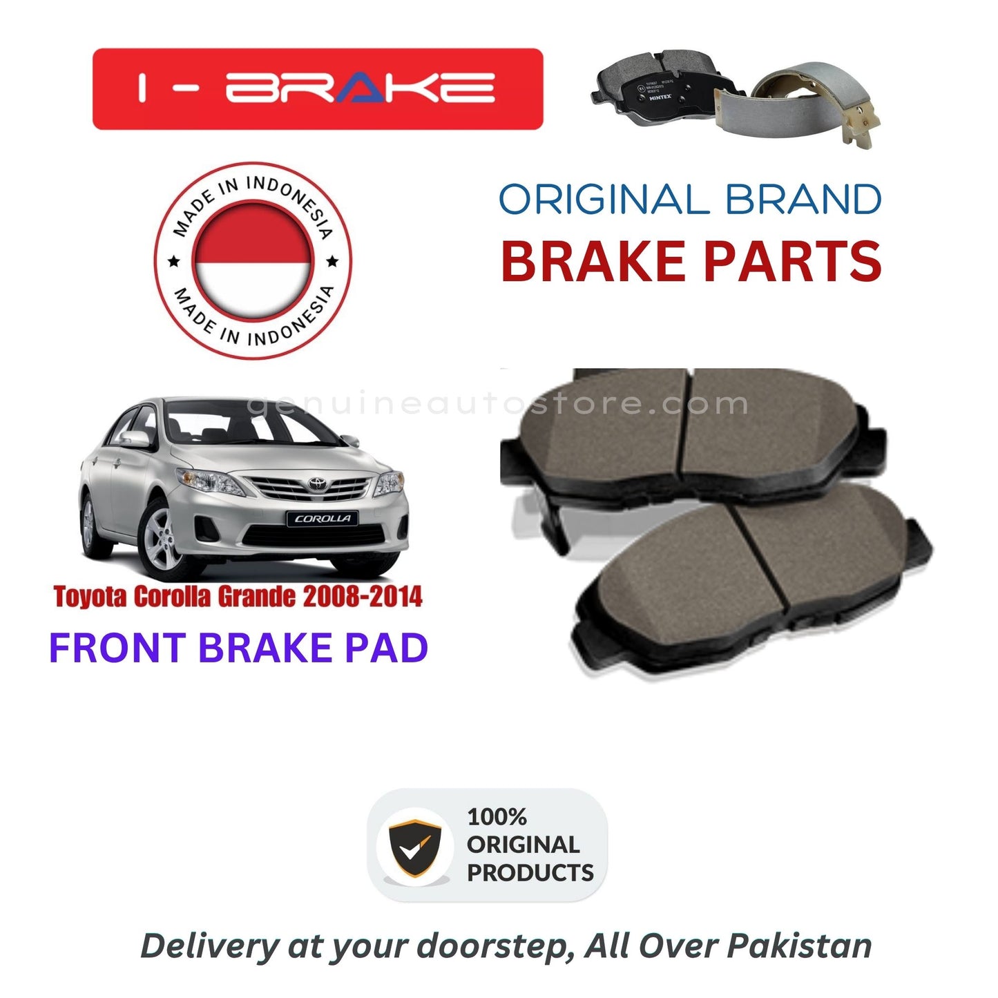 Toyota Corolla Grande 2008-2014 Front Brake Pads iBrake Indonesia Genuine