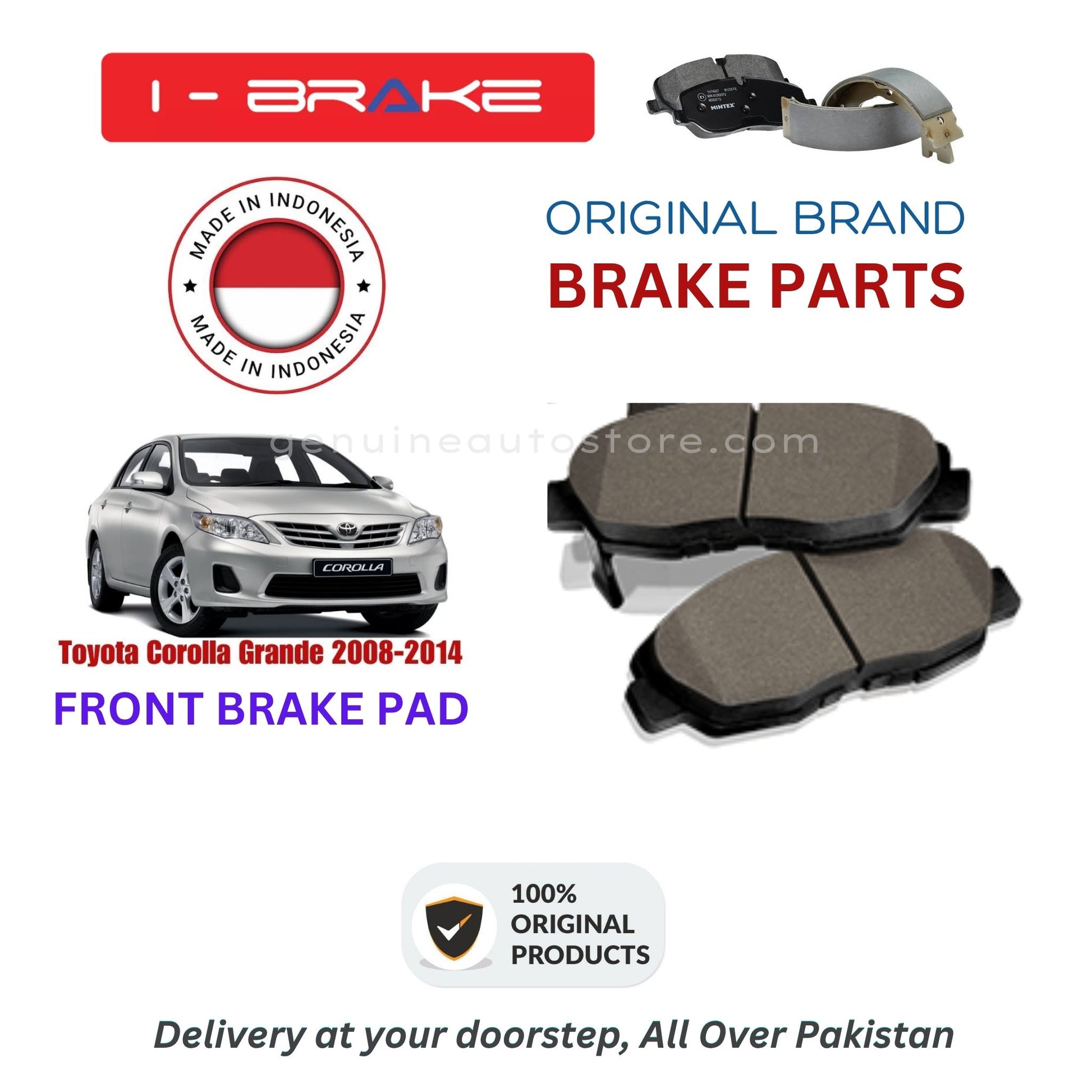 Toyota Corolla Grande 2008-2014 Front Brake Pads iBrake Indonesia Genuine