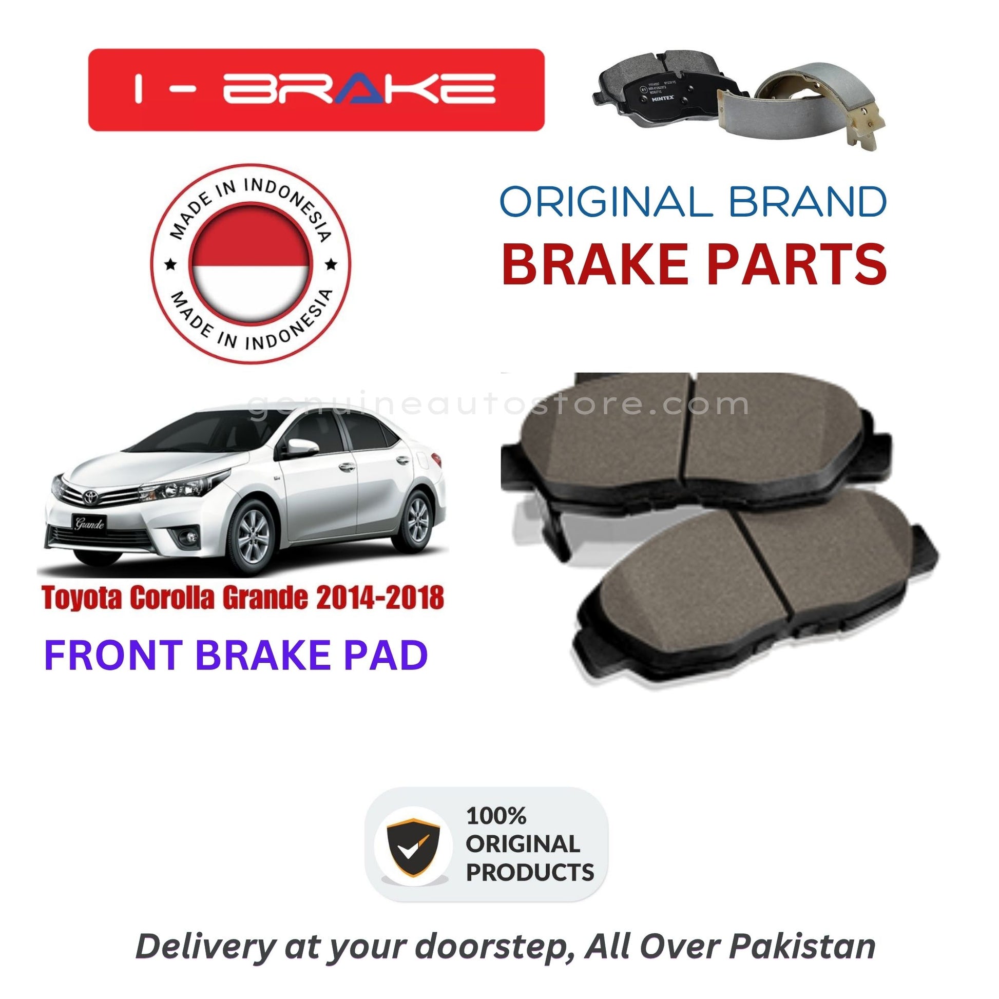 Toyota Corolla Grande 2014-2018 Front Brake Pads iBrake Indonesia Genuine