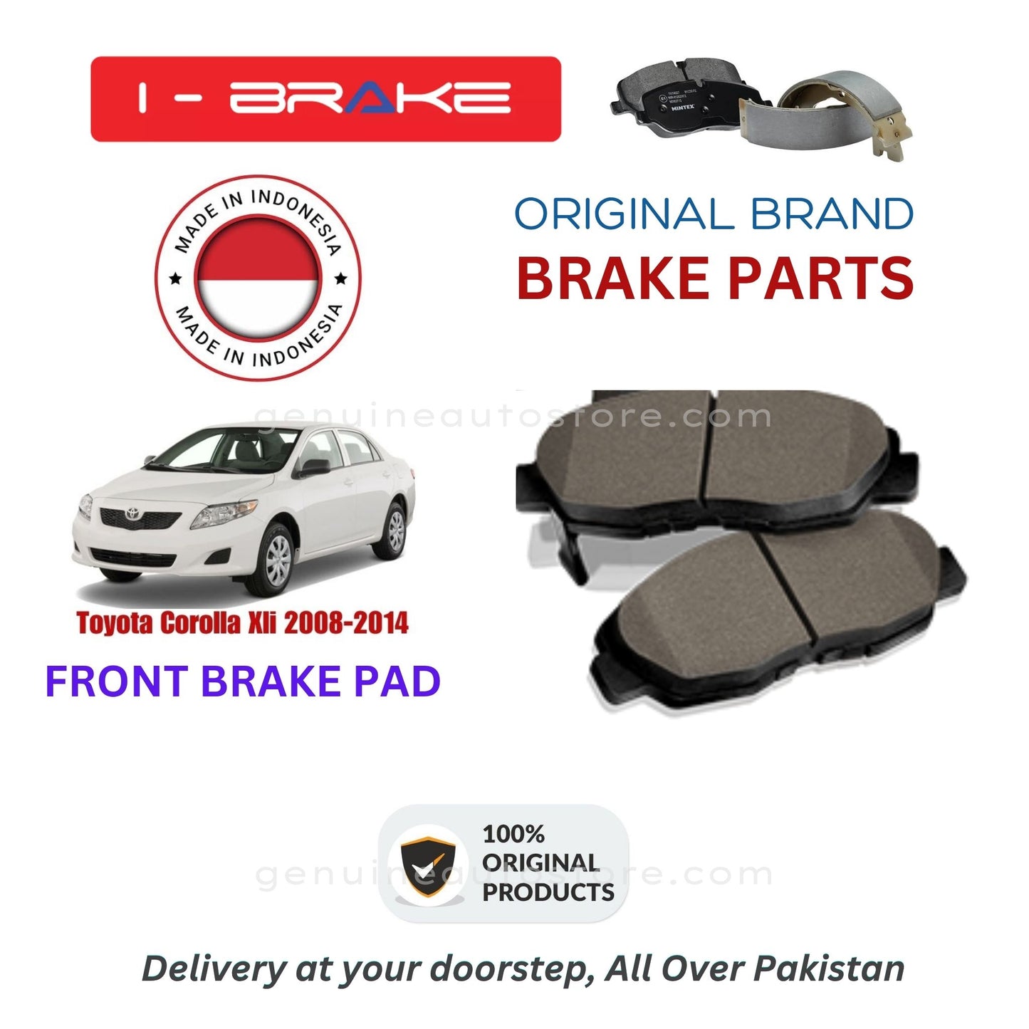 Toyota Corolla Xli 2008-2014 Front Brake Pads iBrake Indonesia Genuine
