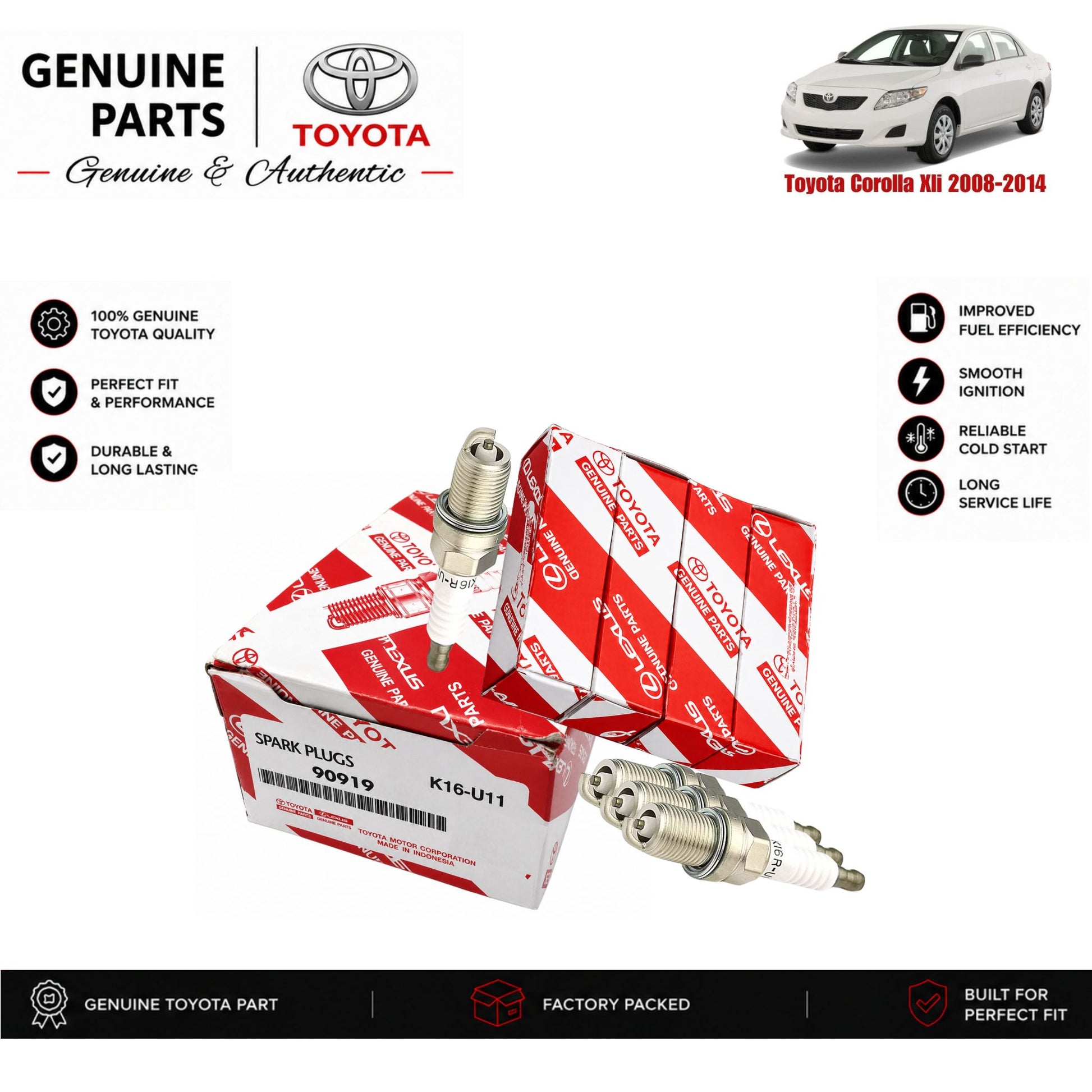 Toyota Corolla Xli 2008-2014 genuine spark plug set with authentic packaging – Genuine Auto Store Pakistan