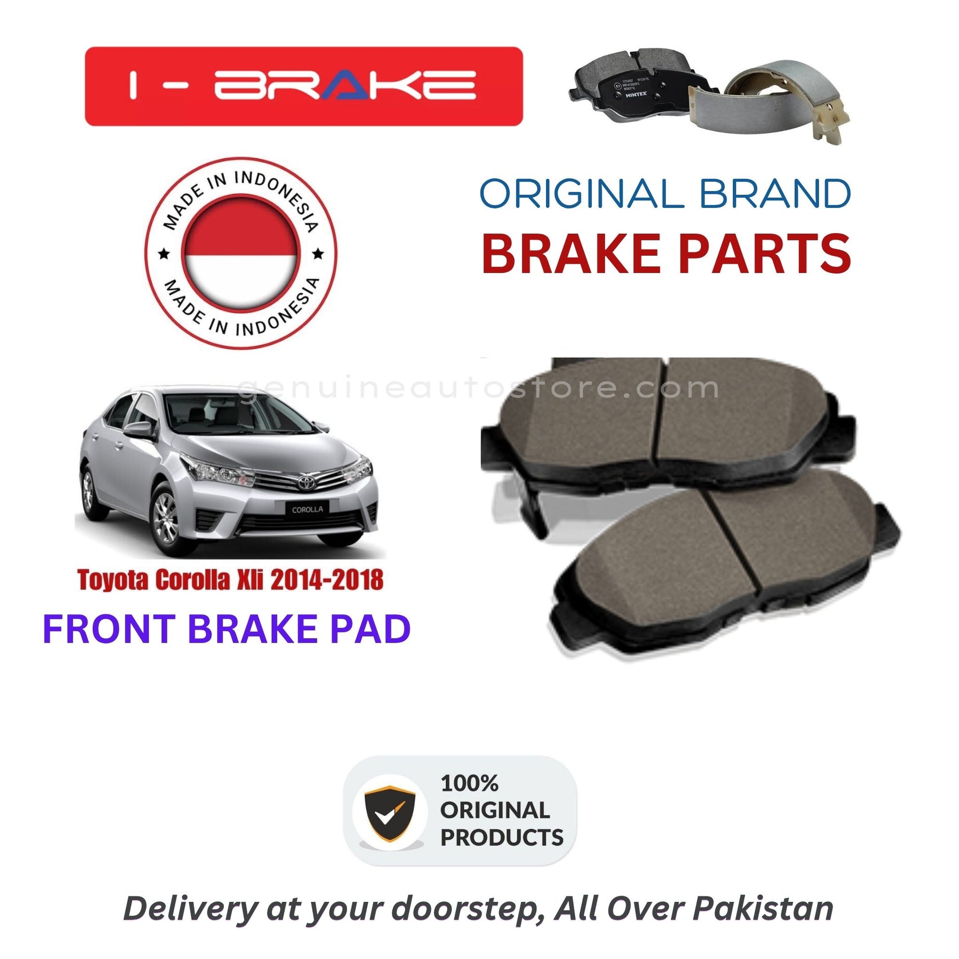 Toyota Corolla Xli 2014-2018 Front Brake Pads iBrake Indonesia Genuine