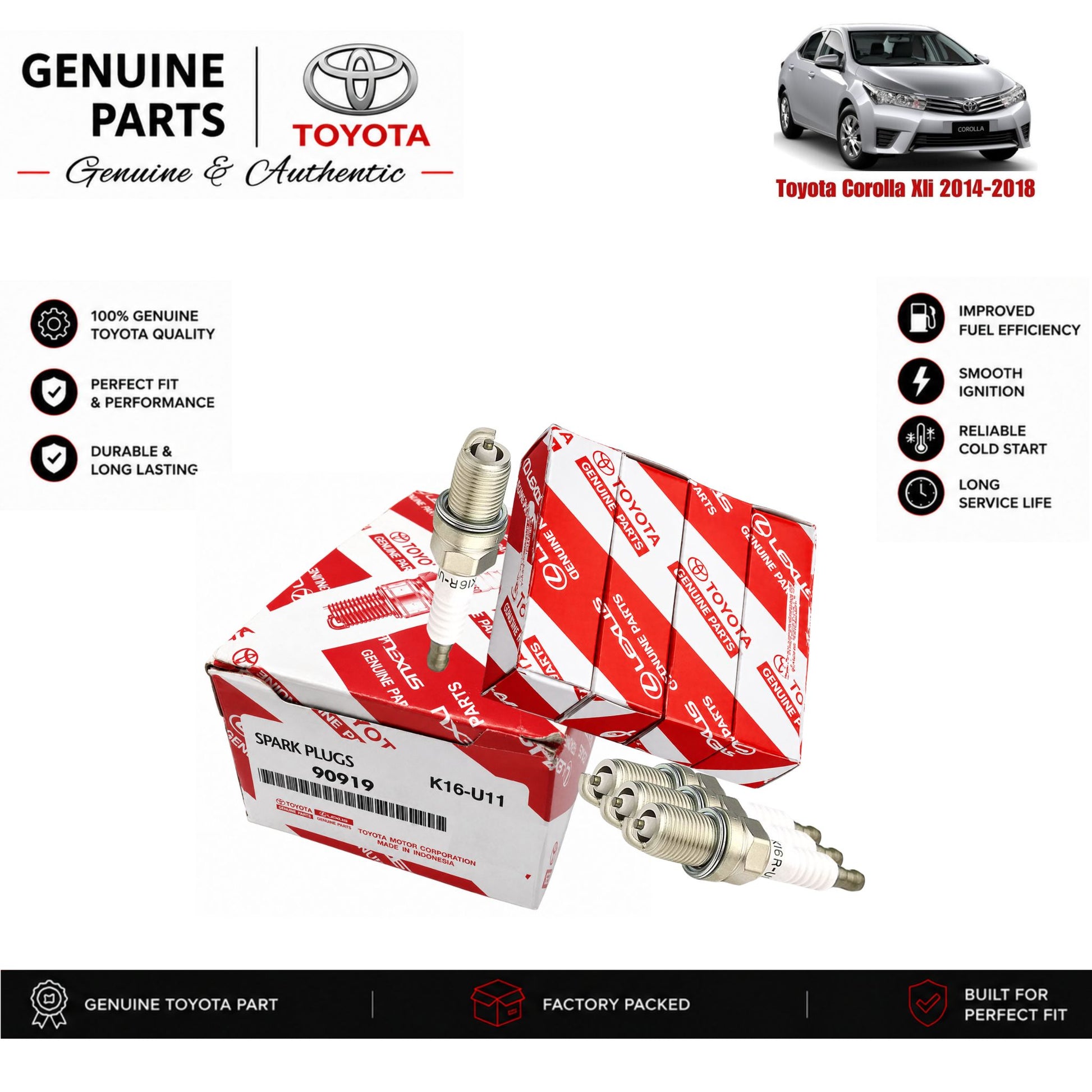Toyota Corolla Xli 2014-2018 genuine spark plug set with authentic packaging – Genuine Auto Store Pakistan