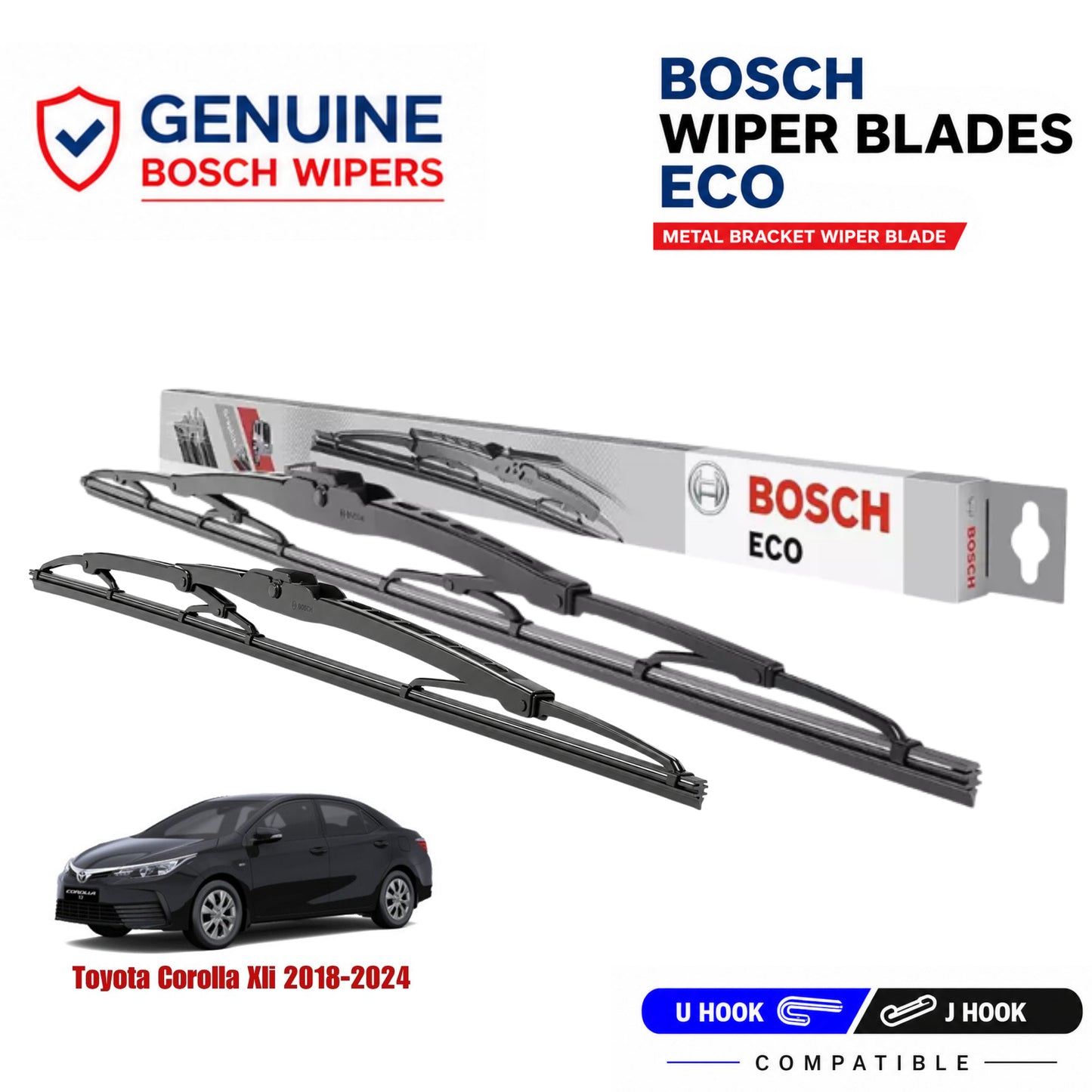 Bosch Genuine metal front wiper set for Toyota Corolla XLI 2018-2024, pair of two