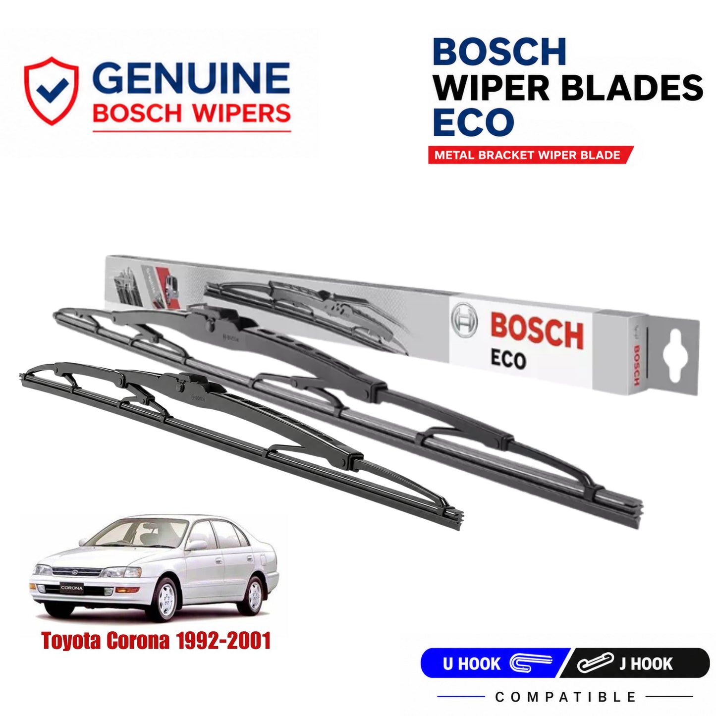 Bosch Genuine metal front wiper set for Toyota Corona 1992-2001, pair of two